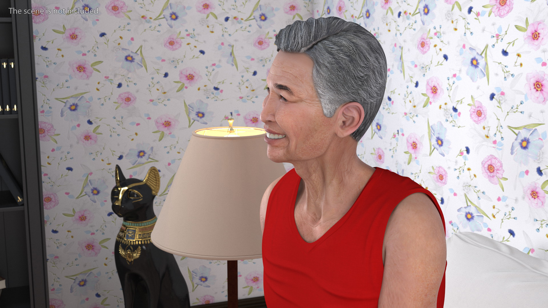 3D Chinese Elderly Man Underwear Style Rigged for Maya