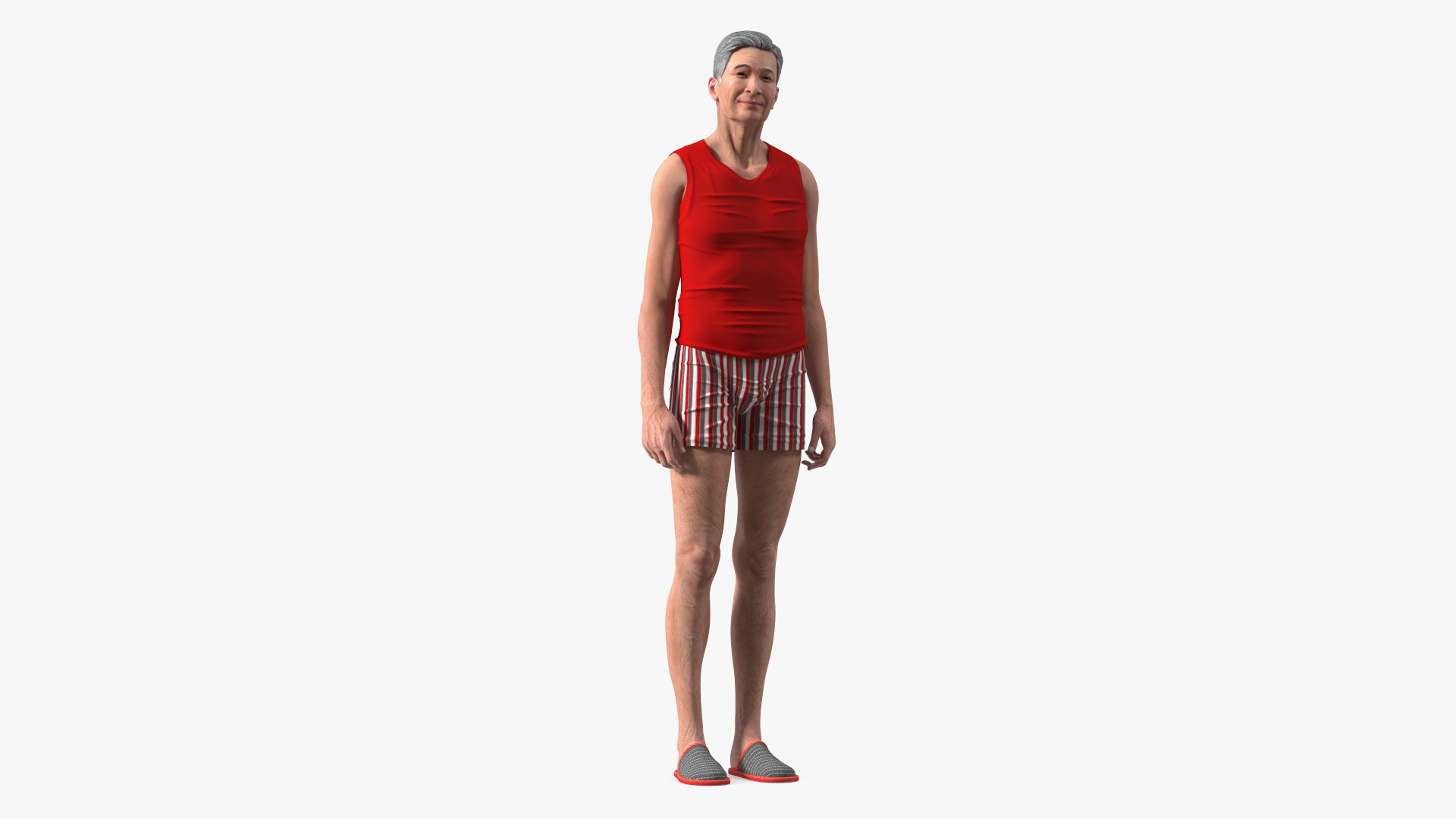 3D Chinese Elderly Man Underwear Style Rigged for Maya