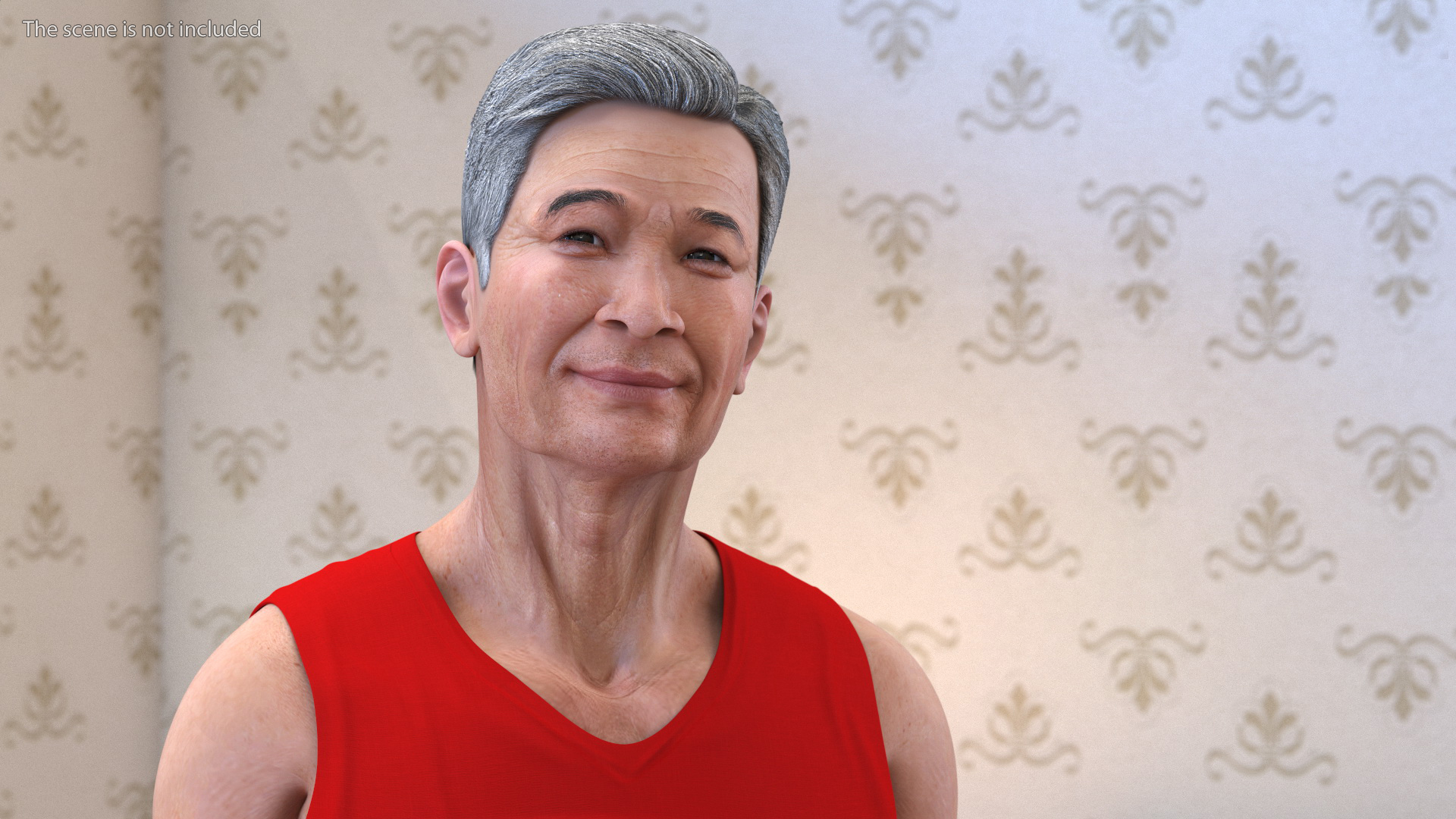 3D Chinese Elderly Man Underwear Style Rigged for Maya