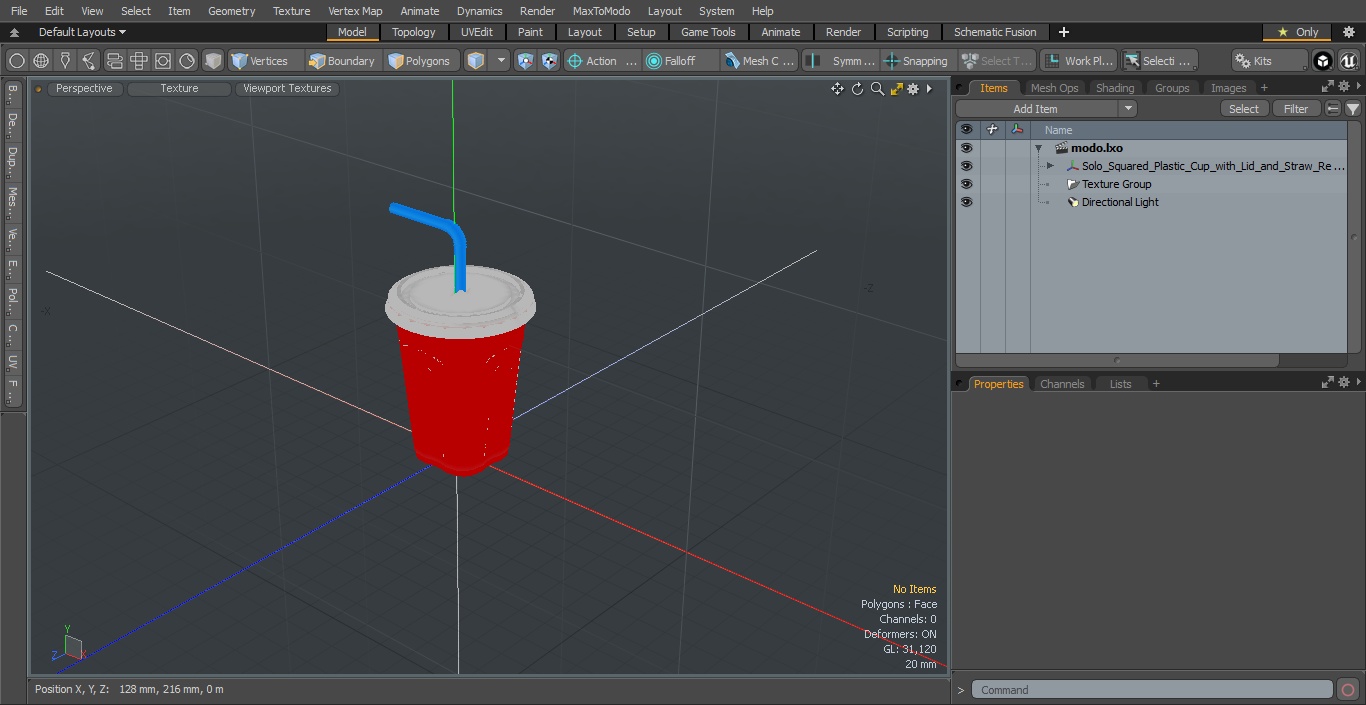 Solo Squared Plastic Cup with Lid and Straw Red 3D