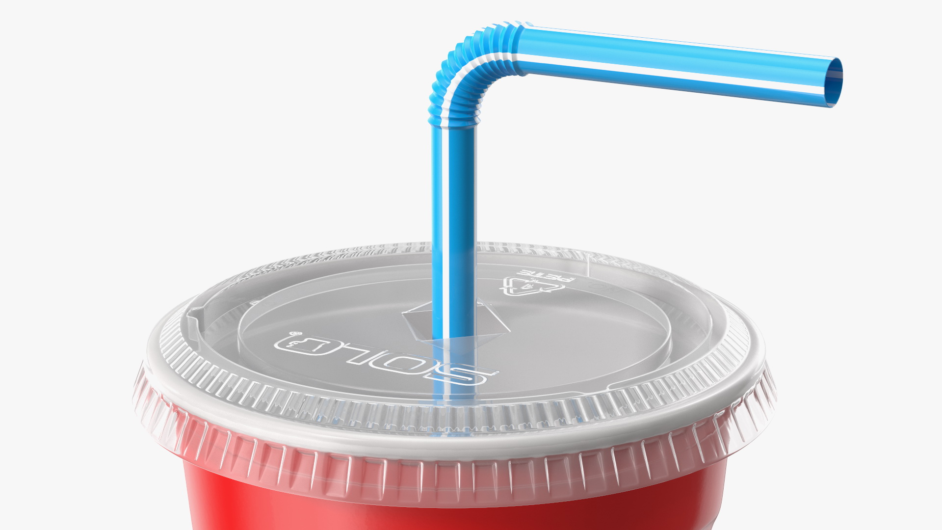 Solo Squared Plastic Cup with Lid and Straw Red 3D
