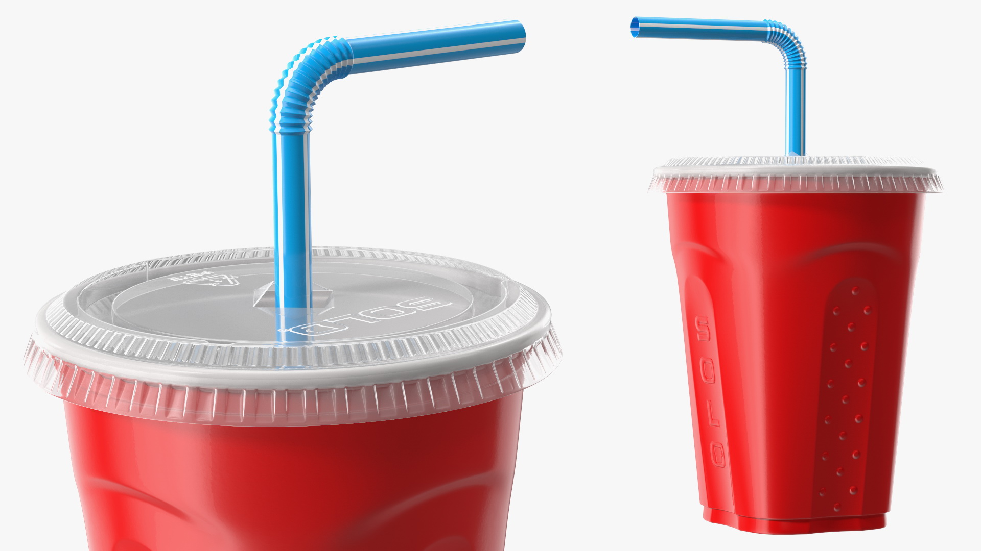 Solo Squared Plastic Cup with Lid and Straw Red 3D