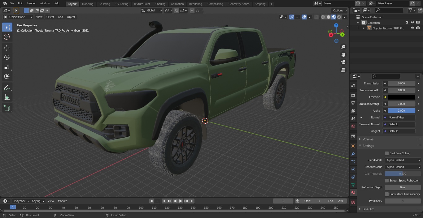 Toyota Tacoma TRD Pro Army Green 2021 3D