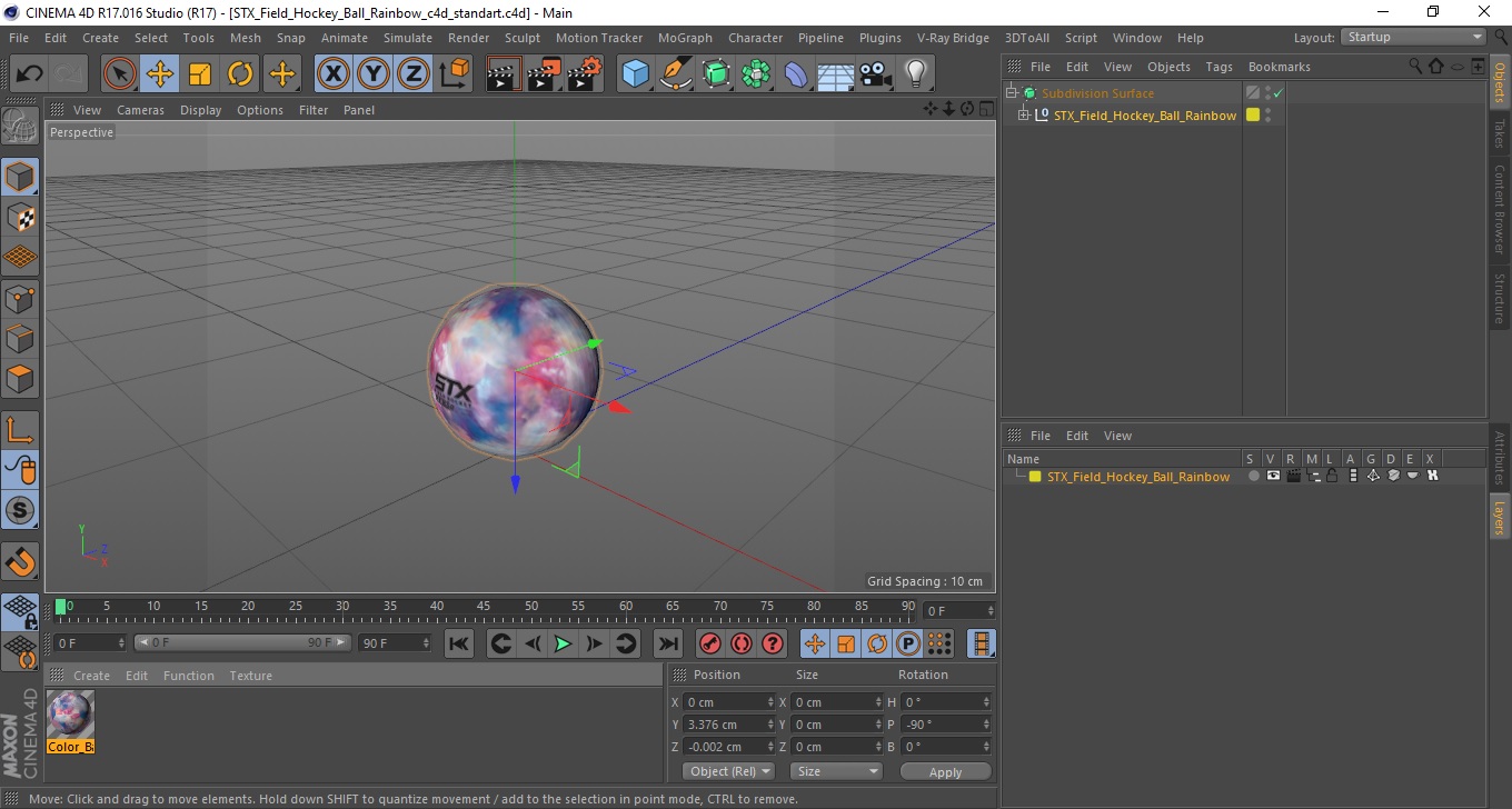 STX Field Hockey Ball Rainbow 3D model