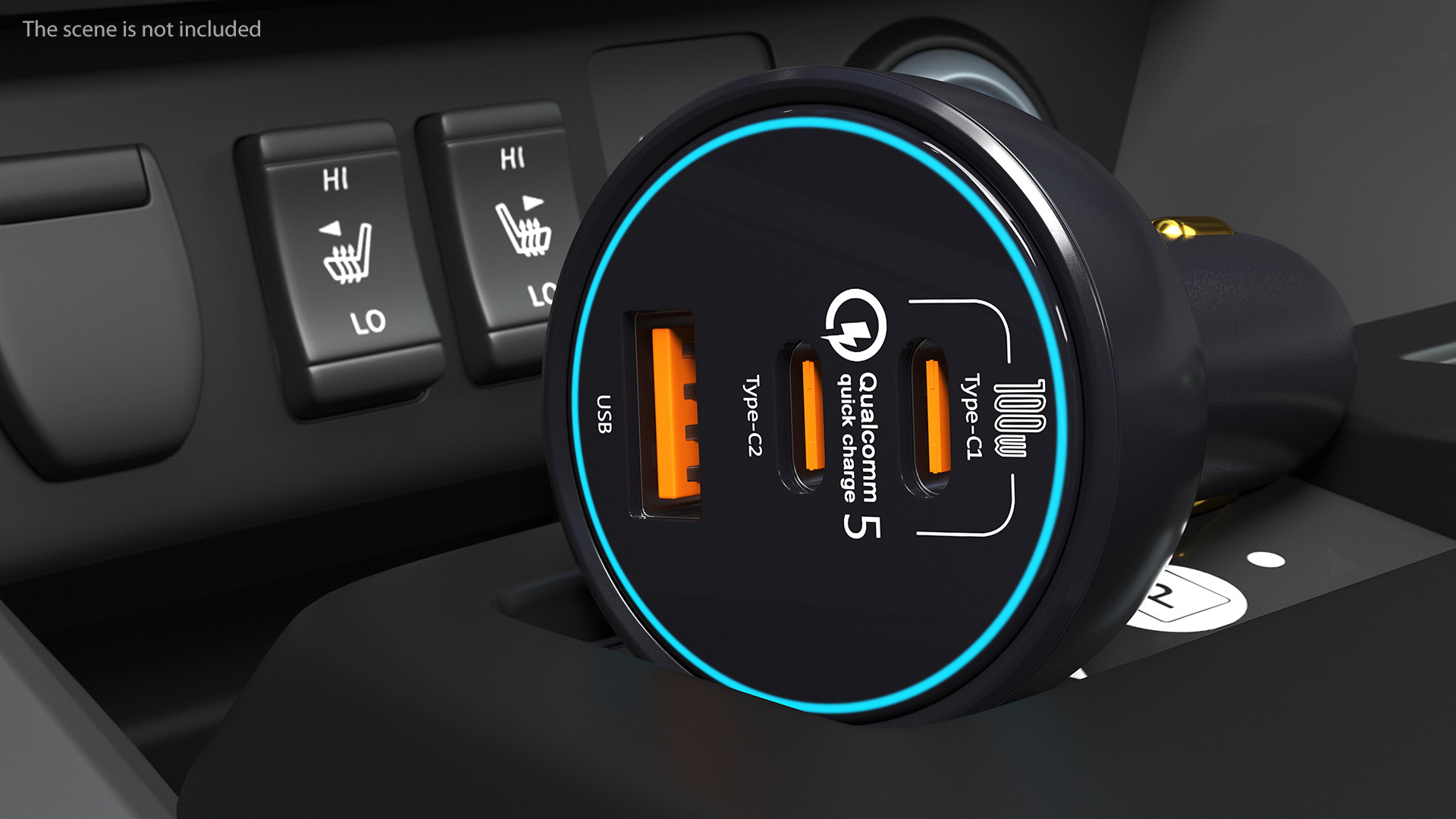 USB Type C Car Charger 3D