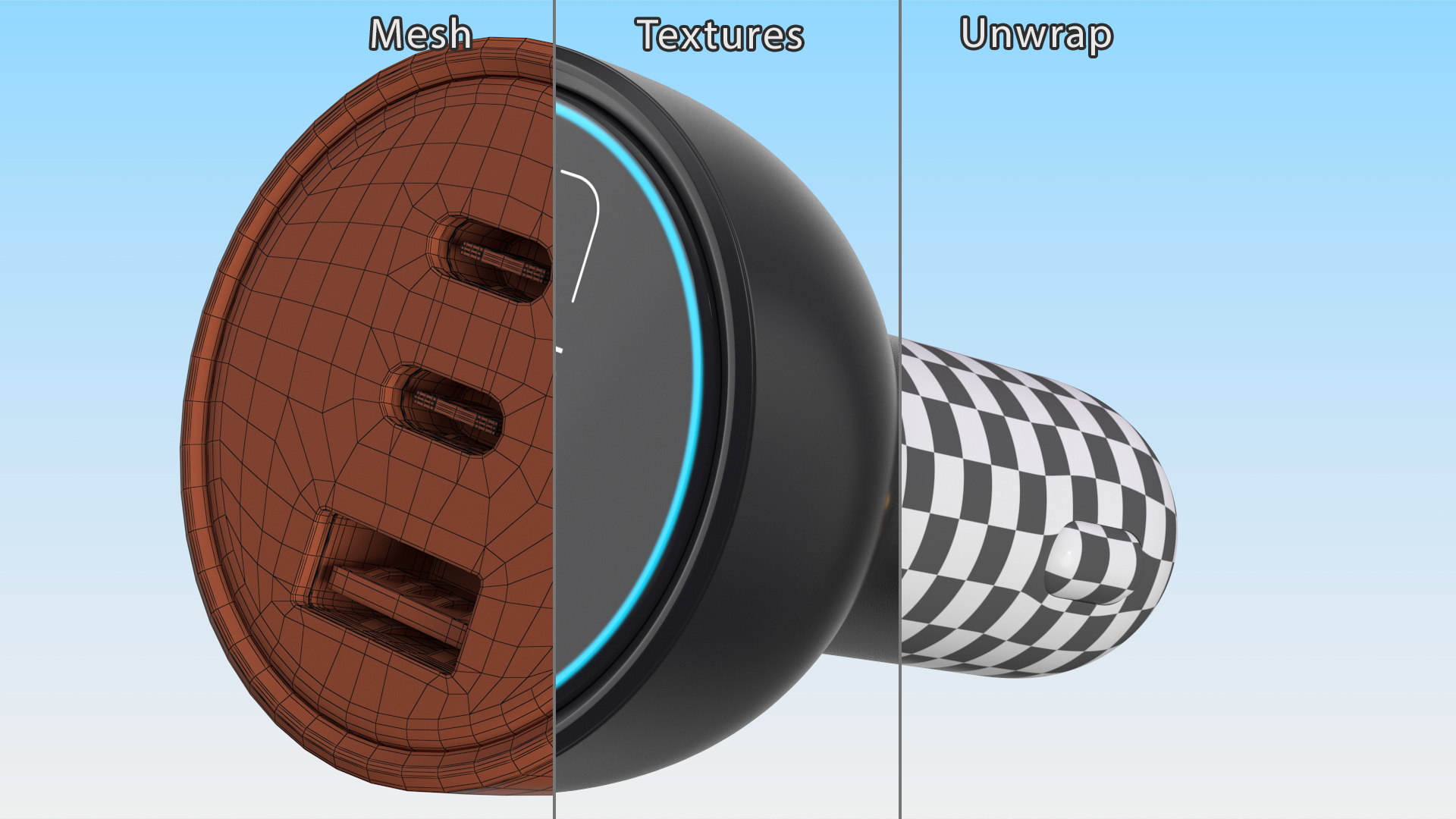 USB Type C Car Charger 3D