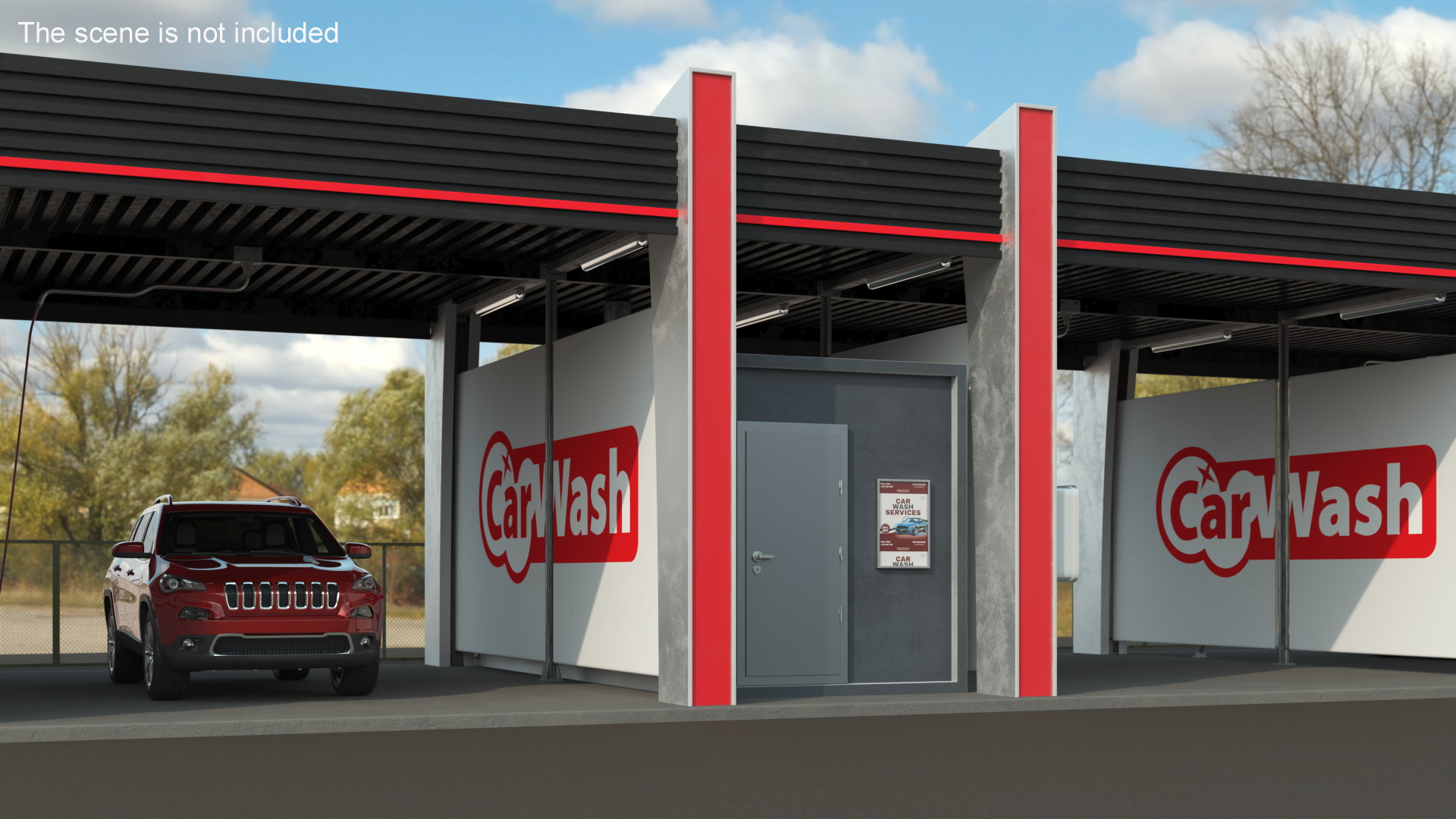 3D model Self Service Car Wash with Vehicles