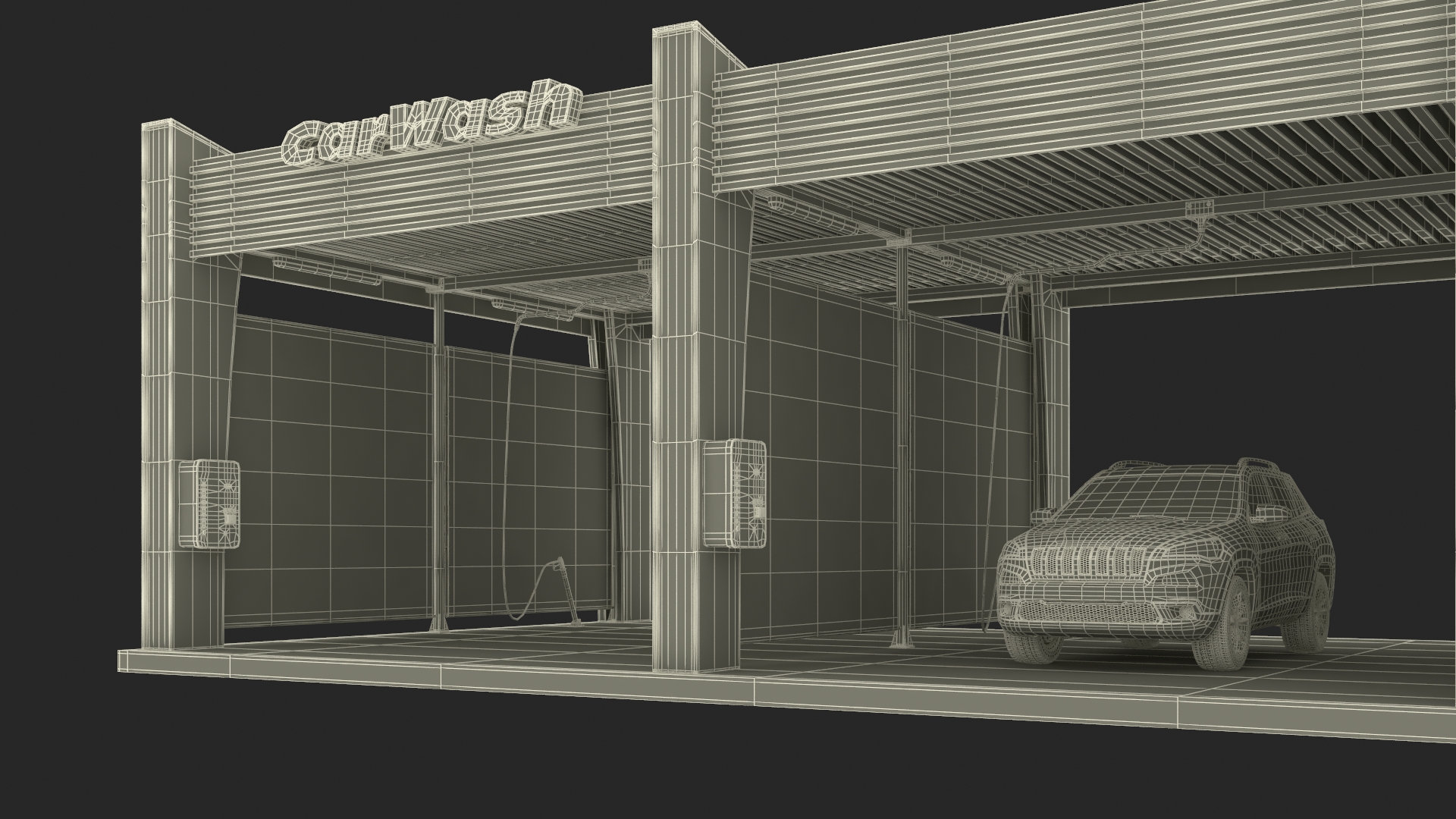 3D model Self Service Car Wash with Vehicles
