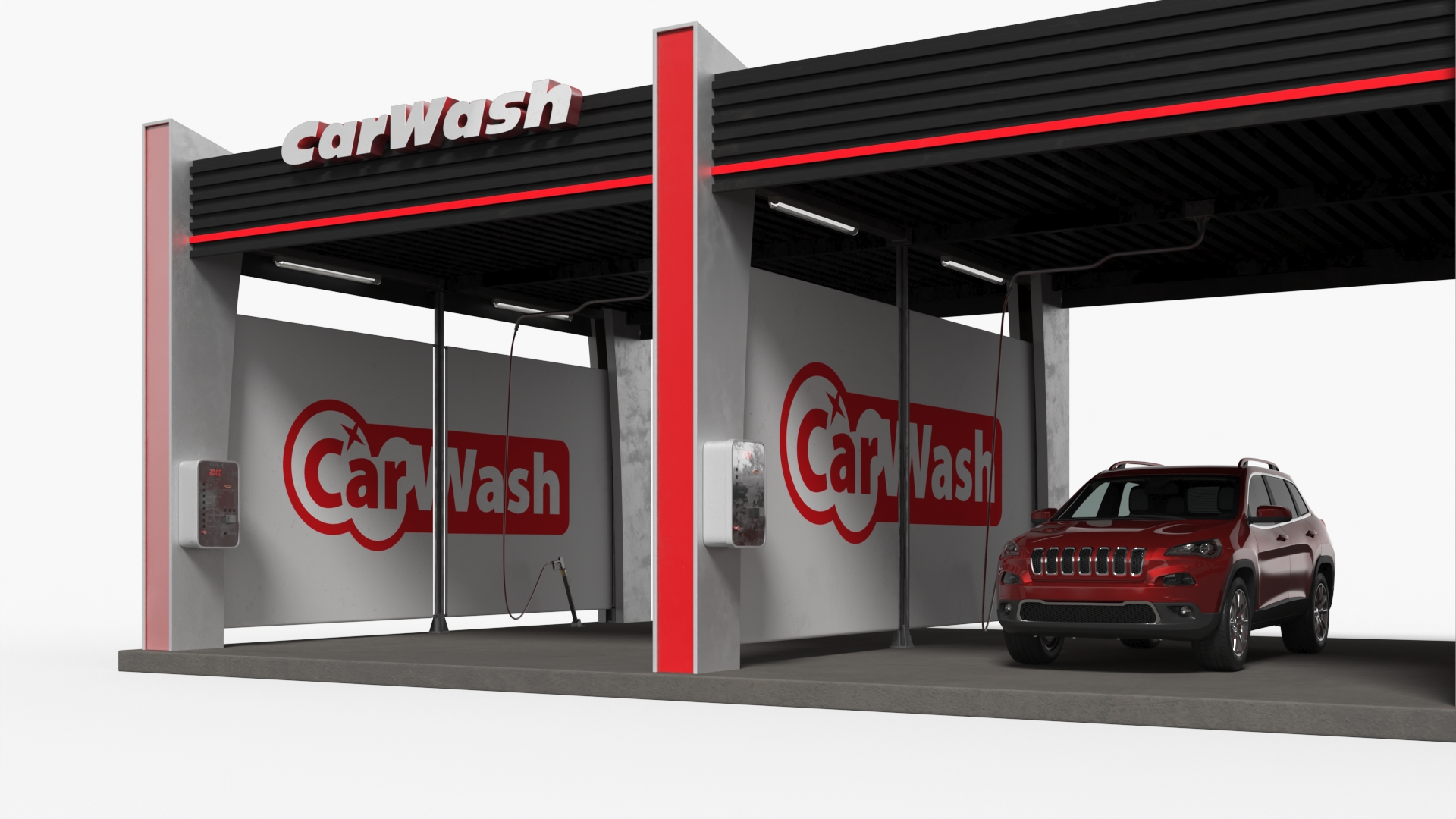 3D model Self Service Car Wash with Vehicles