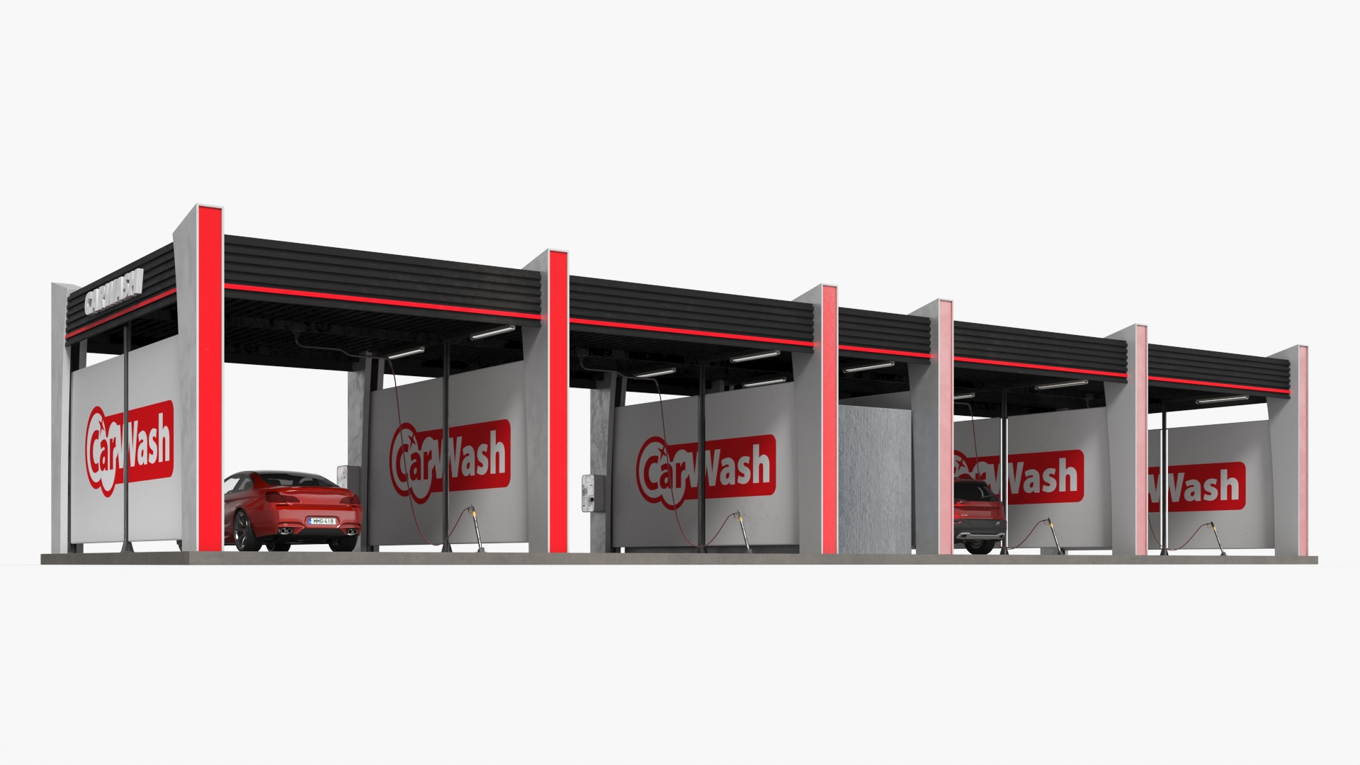 3D model Self Service Car Wash with Vehicles