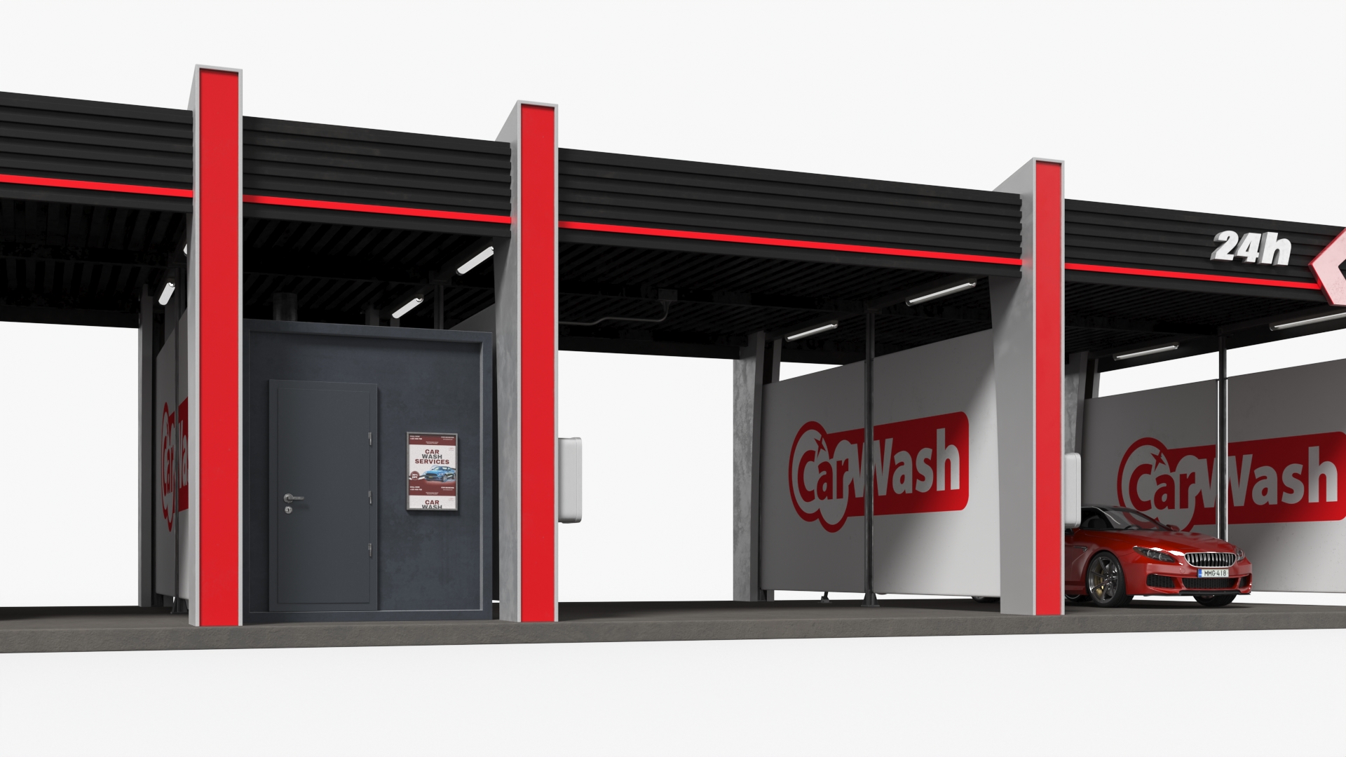 3D model Self Service Car Wash with Vehicles