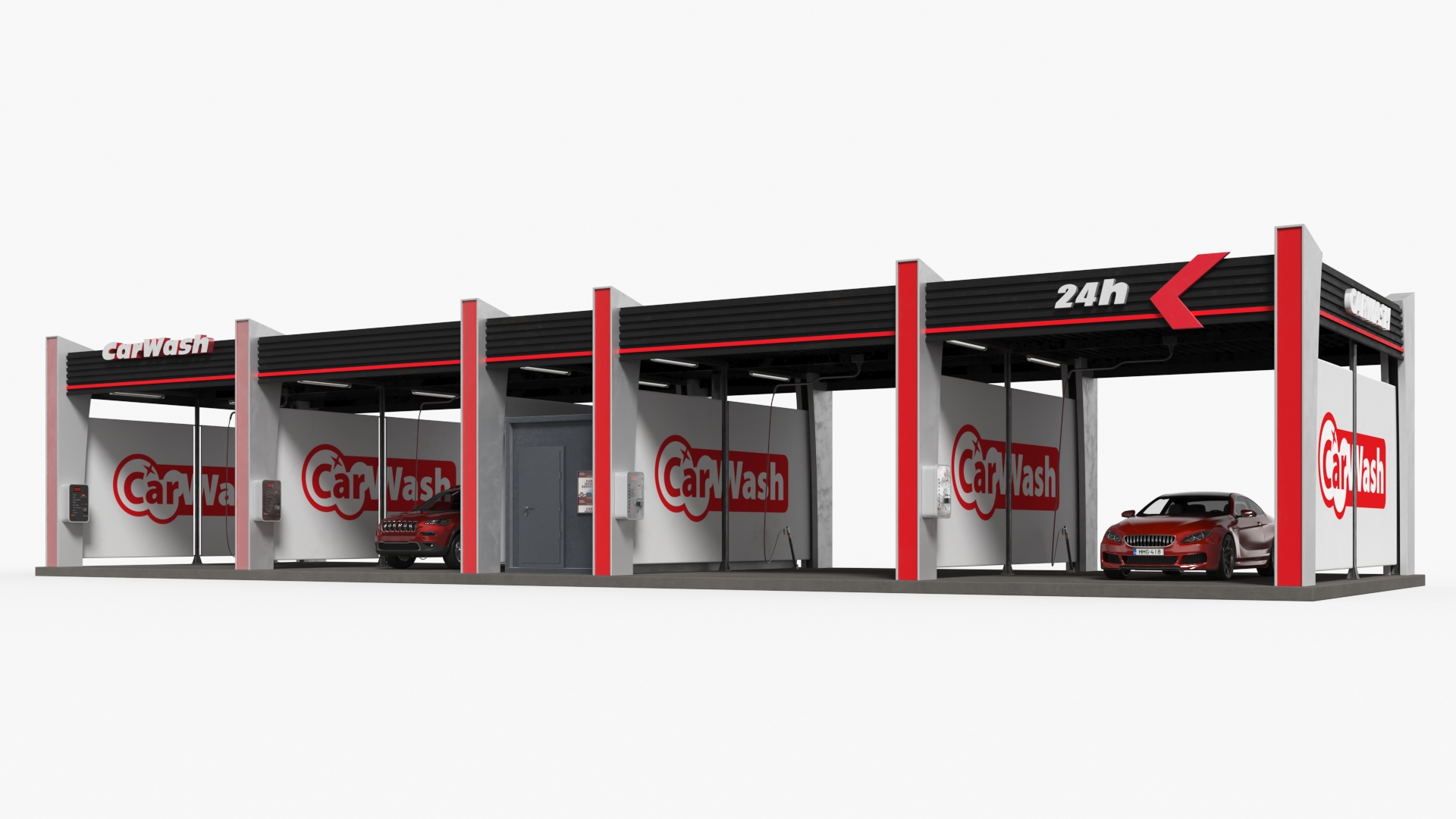 3D model Self Service Car Wash with Vehicles