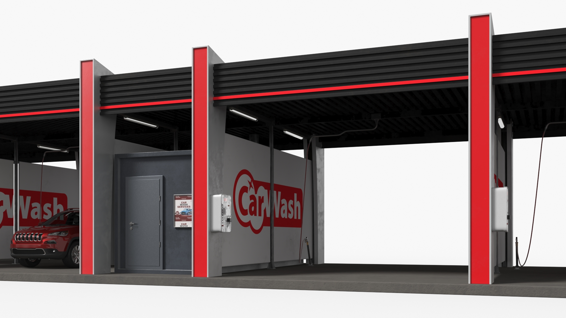 3D model Self Service Car Wash with Vehicles