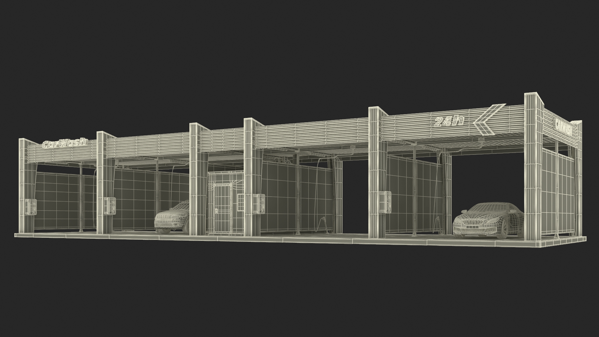 3D model Self Service Car Wash with Vehicles