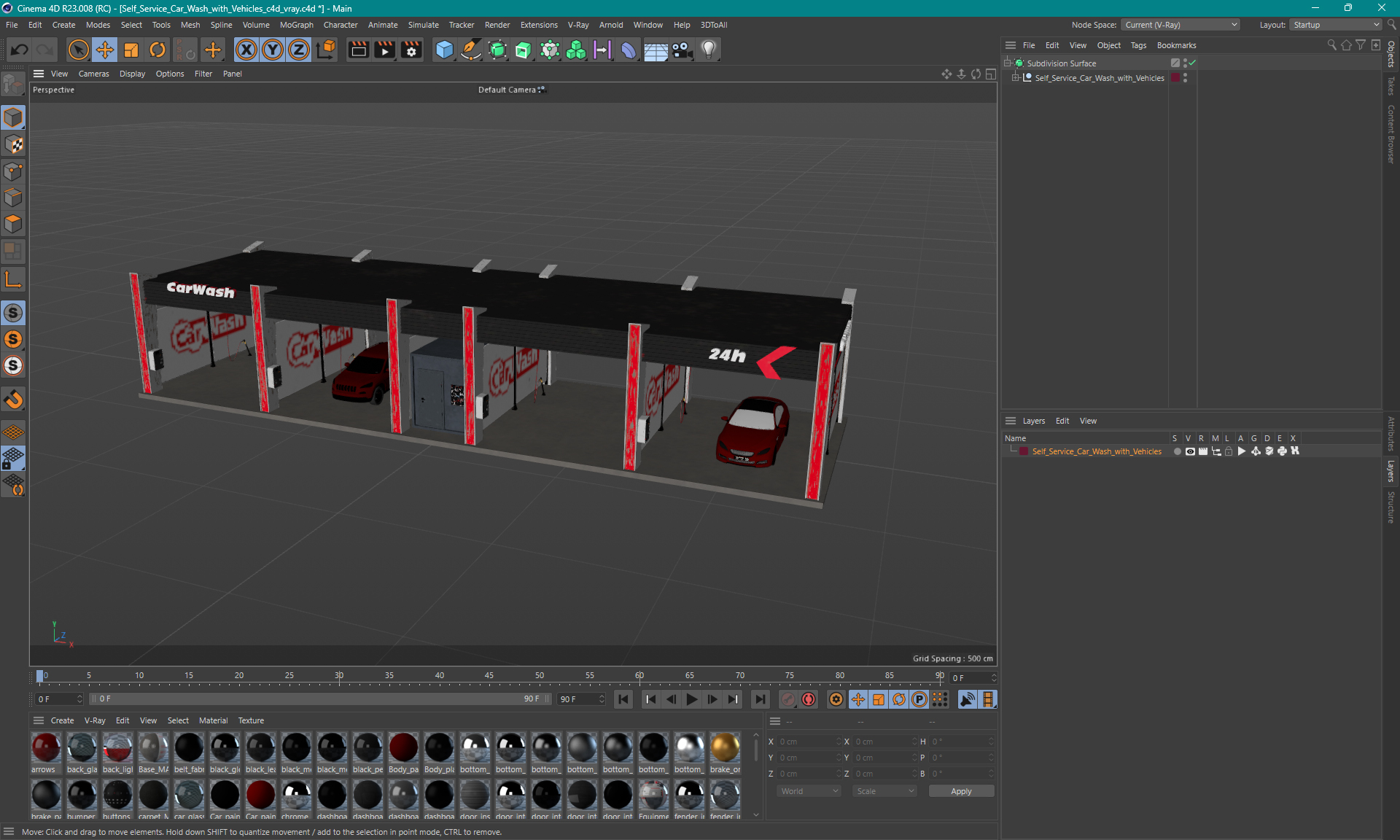 3D model Self Service Car Wash with Vehicles