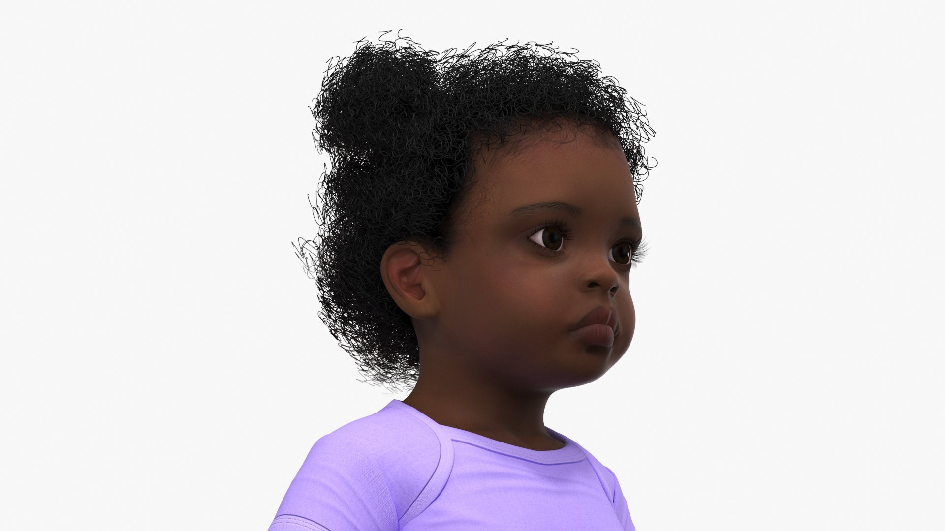 3D model Black Baby Girl Light Skin Wearing Bodysuit A-Pose