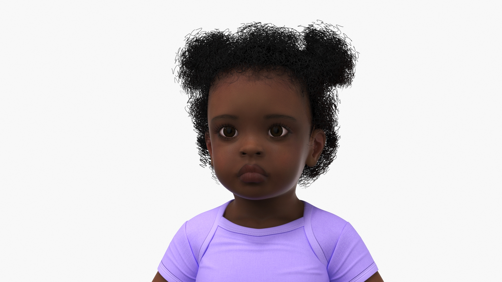 3D model Black Baby Girl Light Skin Wearing Bodysuit A-Pose