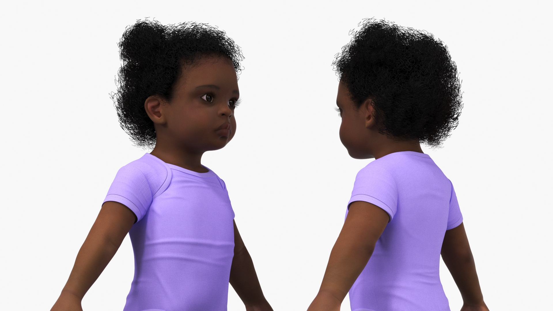 3D model Black Baby Girl Light Skin Wearing Bodysuit A-Pose