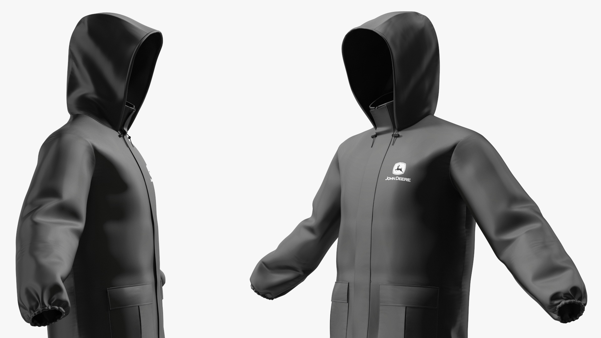 3D John Deere Unisex Black Rain Suit model