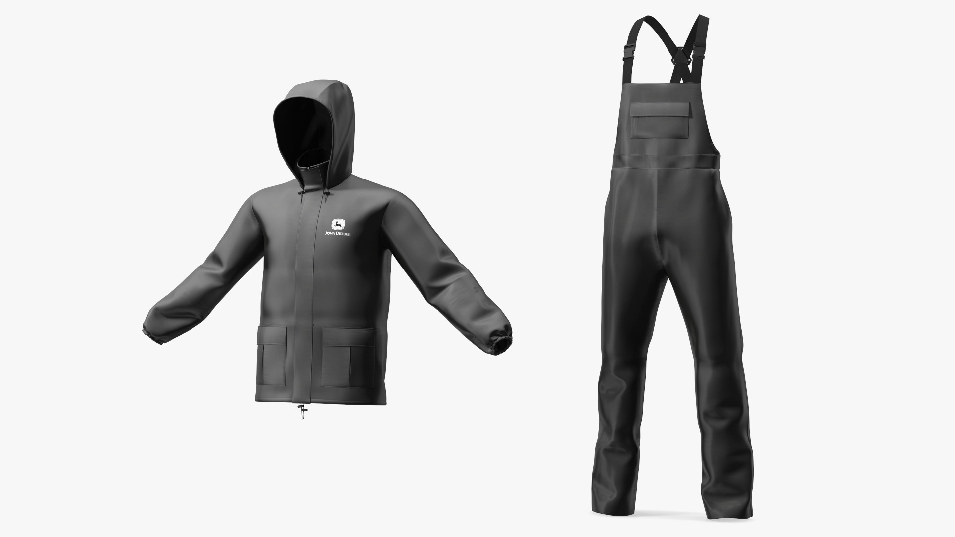 3D John Deere Unisex Black Rain Suit model