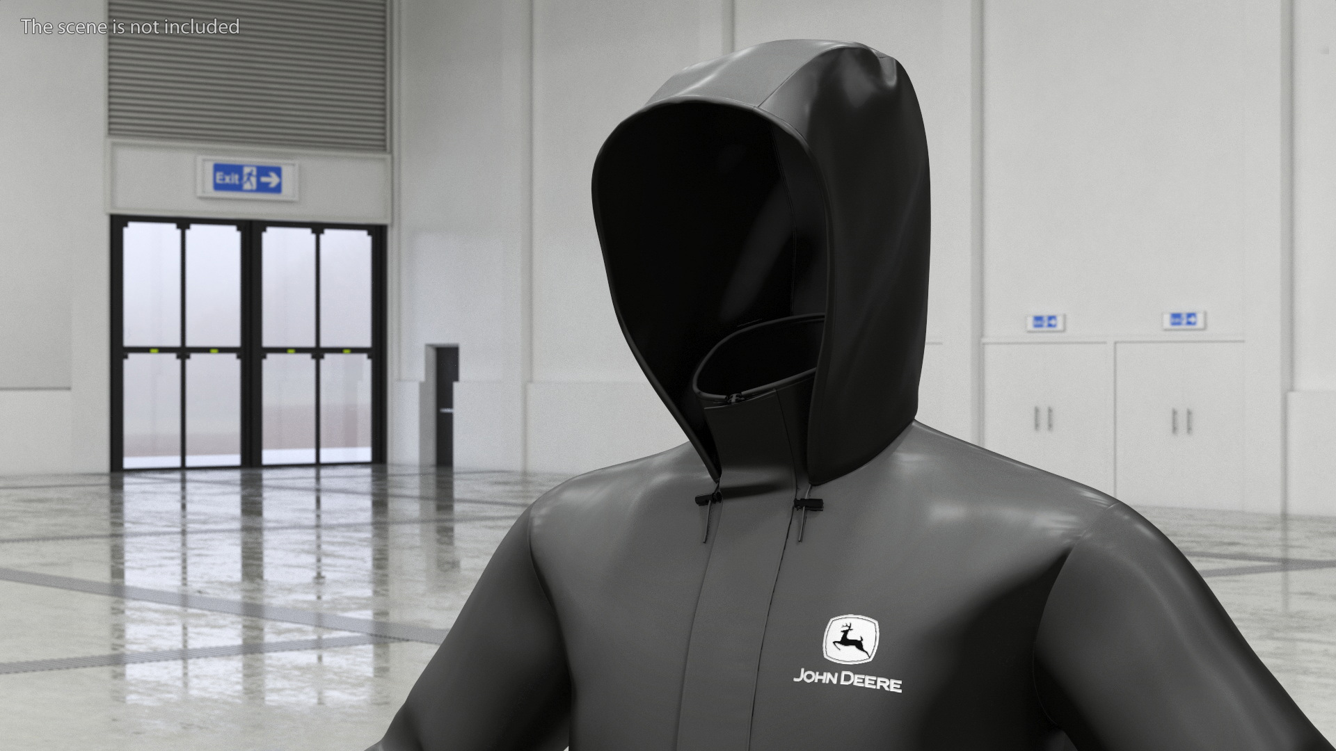 3D John Deere Unisex Black Rain Suit model