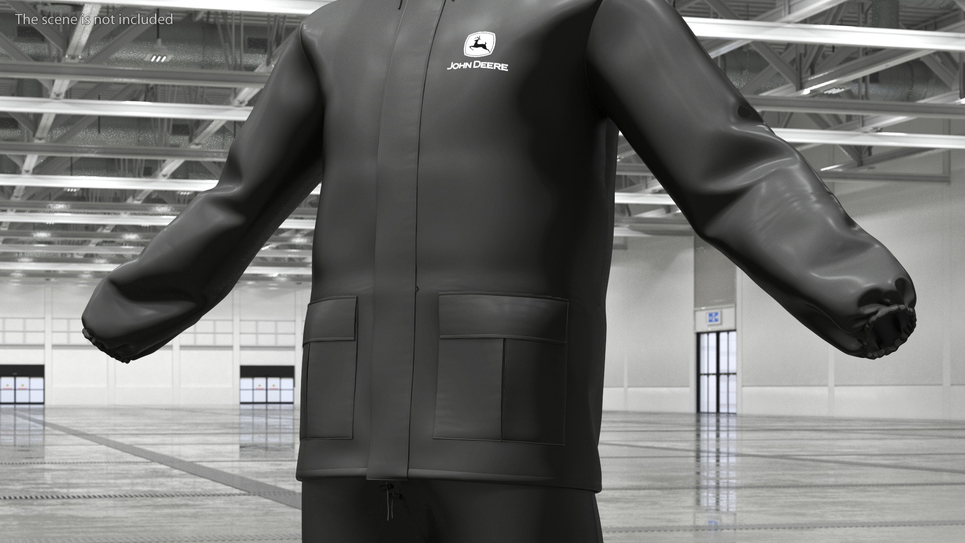 3D John Deere Unisex Black Rain Suit model