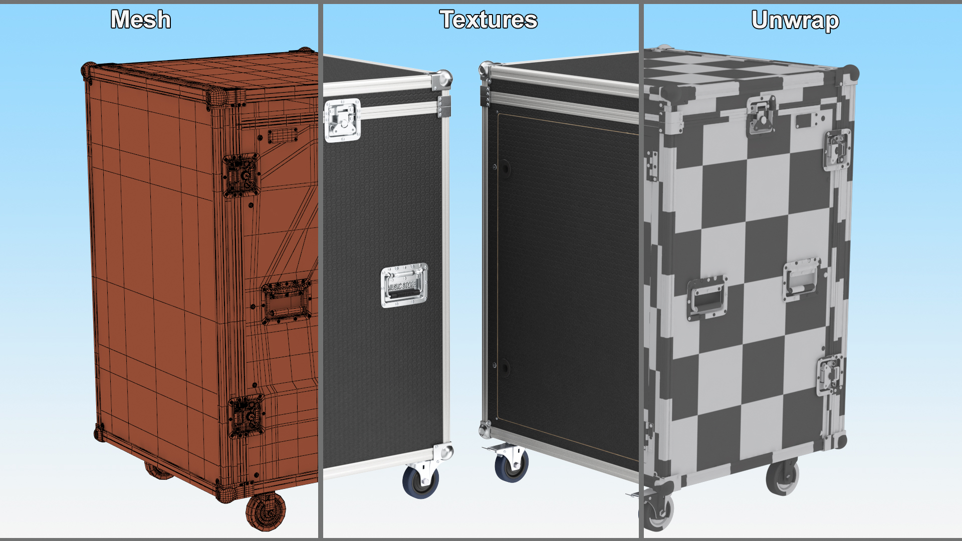 3D Music Flight Shock Rack Case with Wheels 79x48x48cm