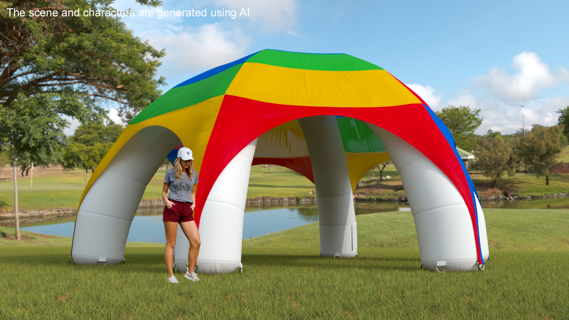 Outdoor Rainbow Color Inflatable Tent 3D