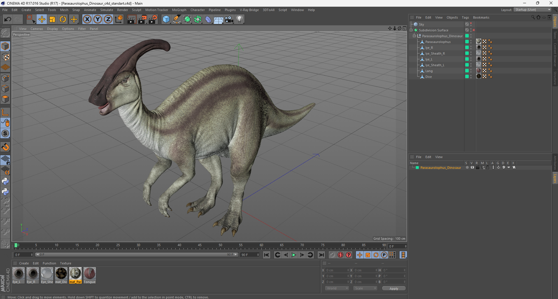 Parasaurolophus Dinosaur 3D model