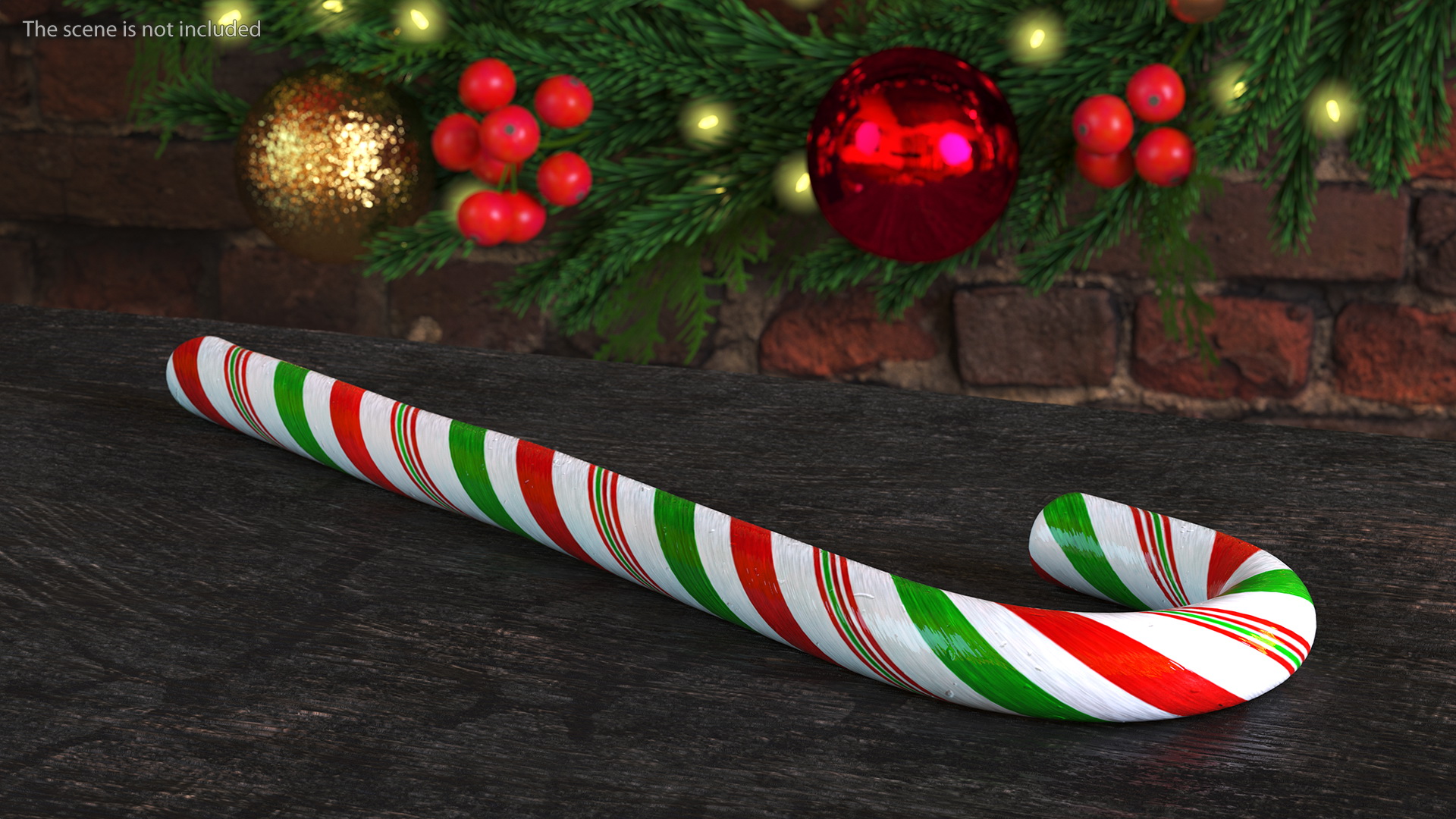 Christmas Cane Lollipop Red and Green 3D
