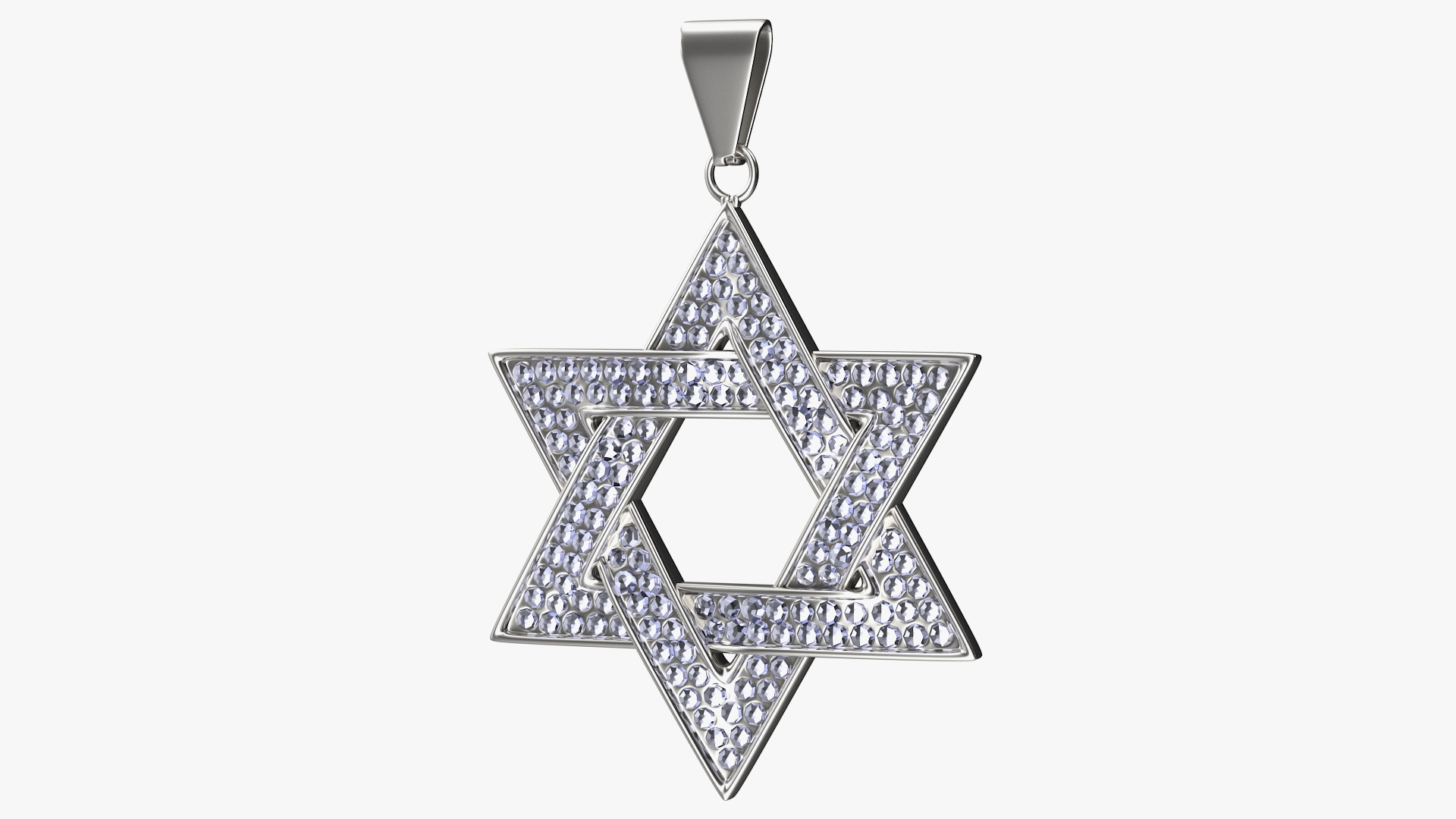 3D Star of David Necklace with Diamonds