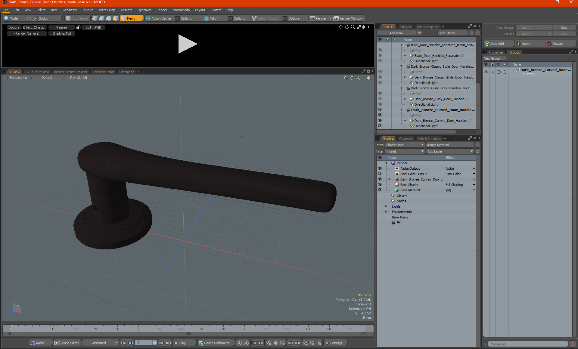 3D Dark Bronze Curved Door Handles