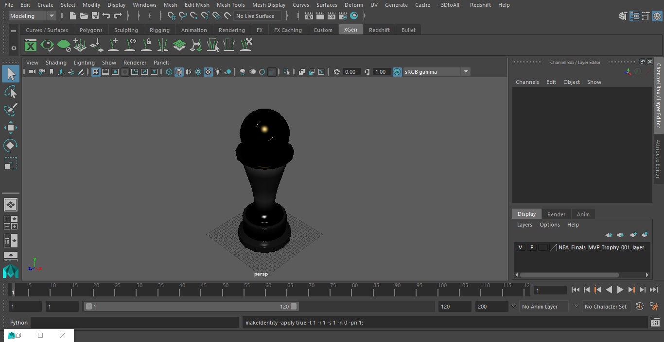 3D NBA Finals MVP trophy