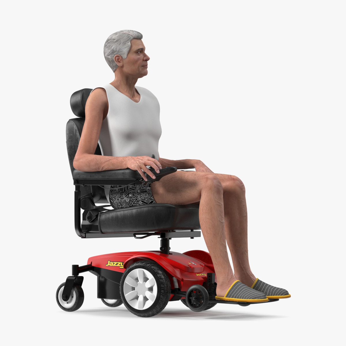 Patient with Jazzy Select Wheelchair Rigged for Modo 3D