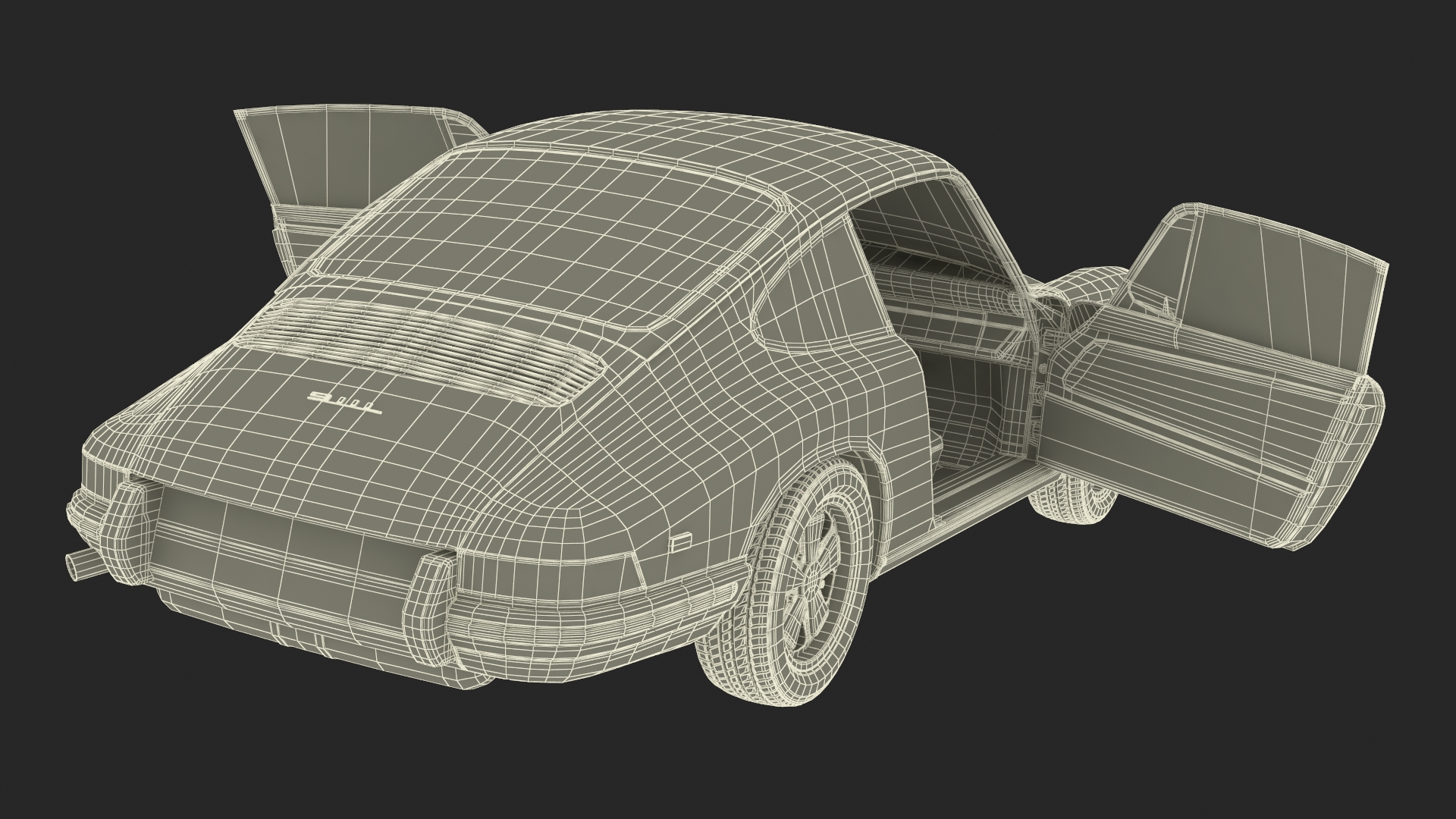 Porsche 911 1968 Blue Simplified 3D