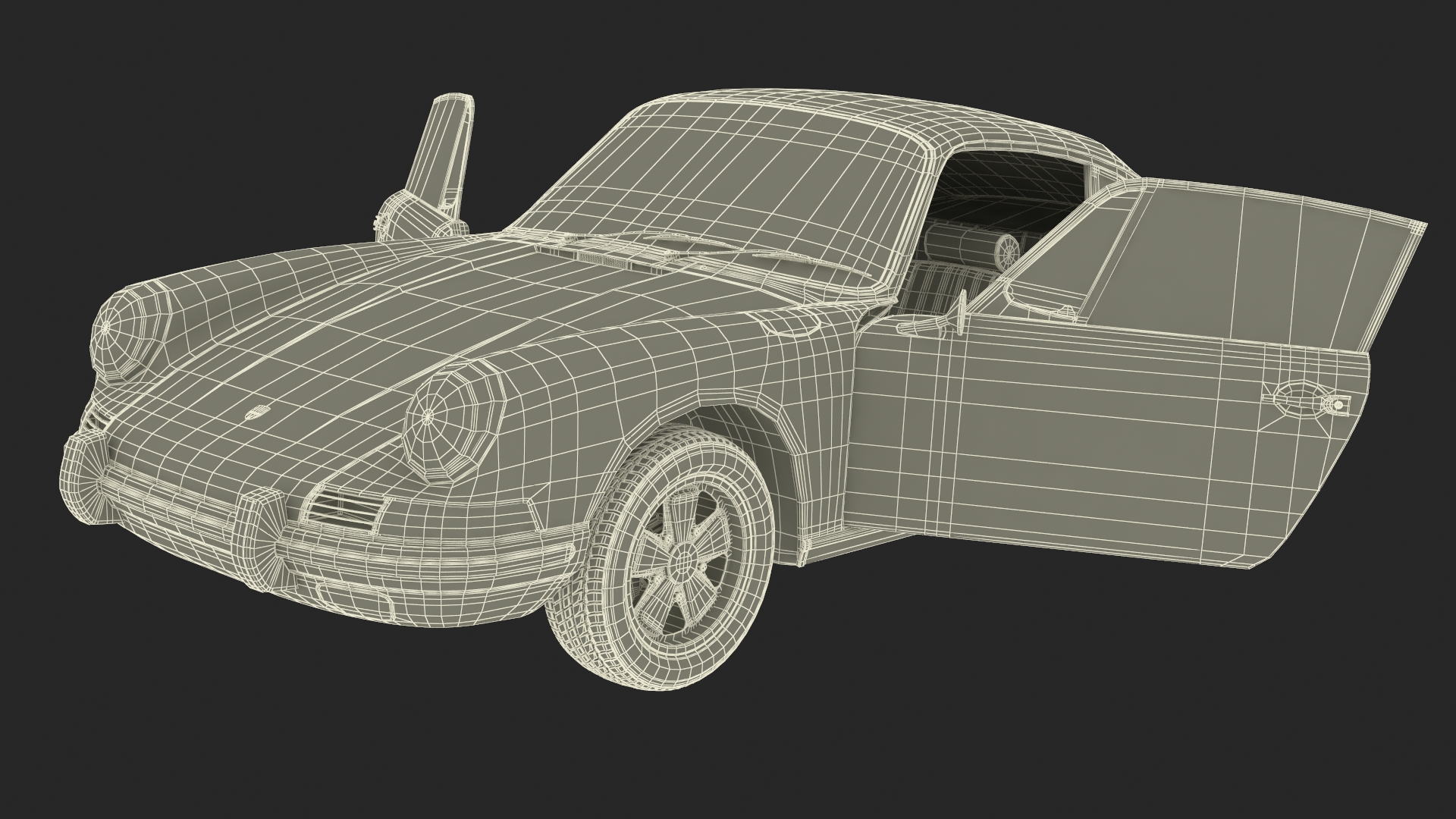 Porsche 911 1968 Blue Simplified 3D