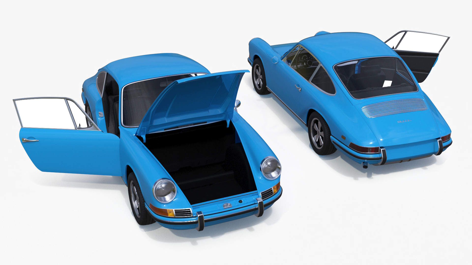 Porsche 911 1968 Blue Simplified 3D