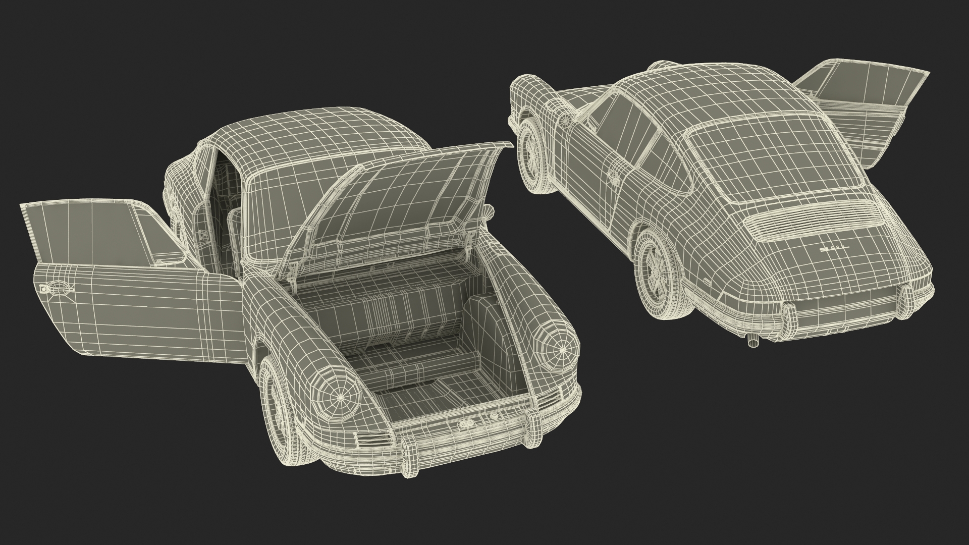 Porsche 911 1968 Blue Simplified 3D