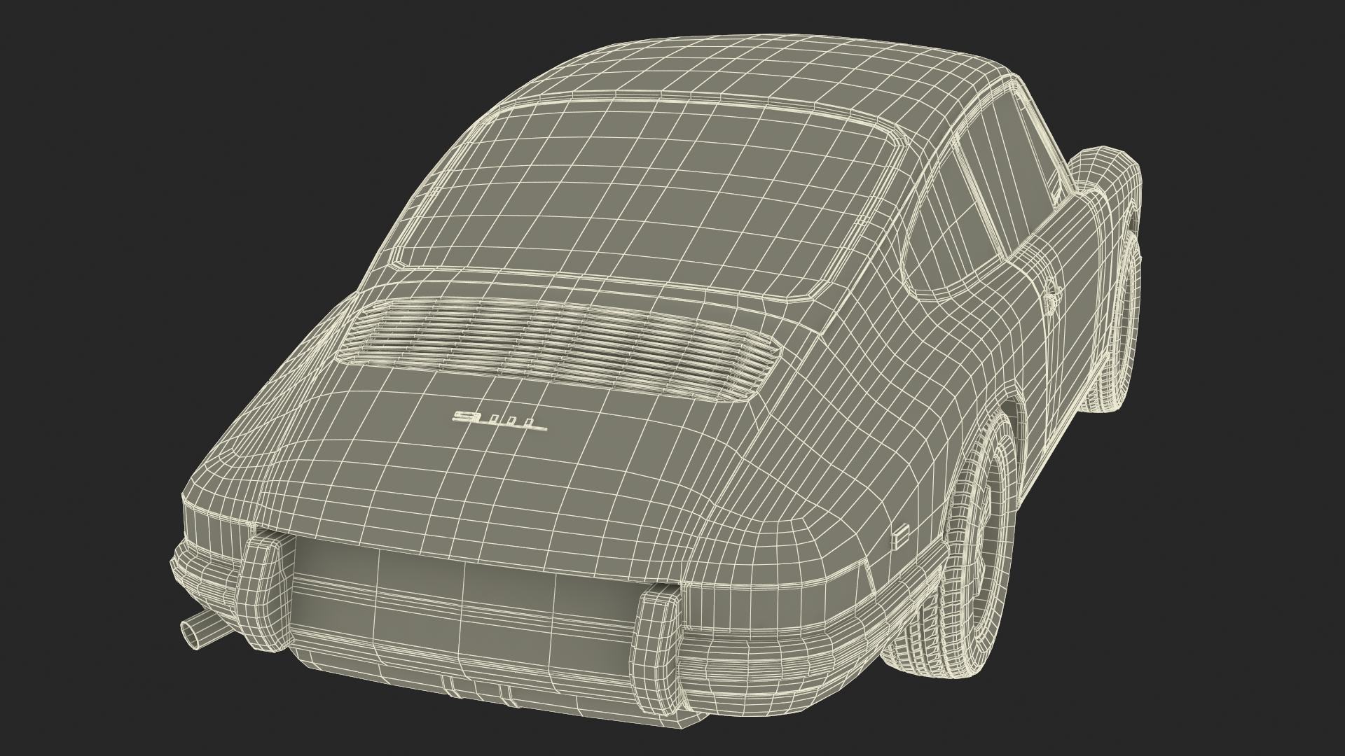 Porsche 911 1968 Blue Simplified 3D