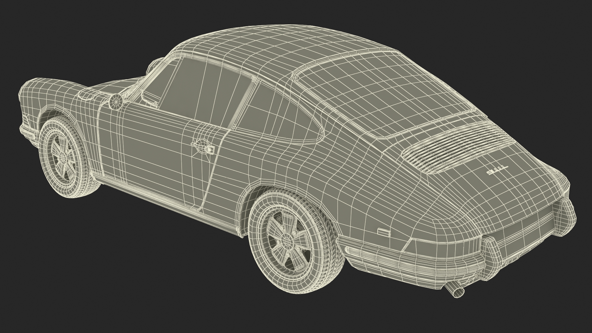Porsche 911 1968 Blue Simplified 3D