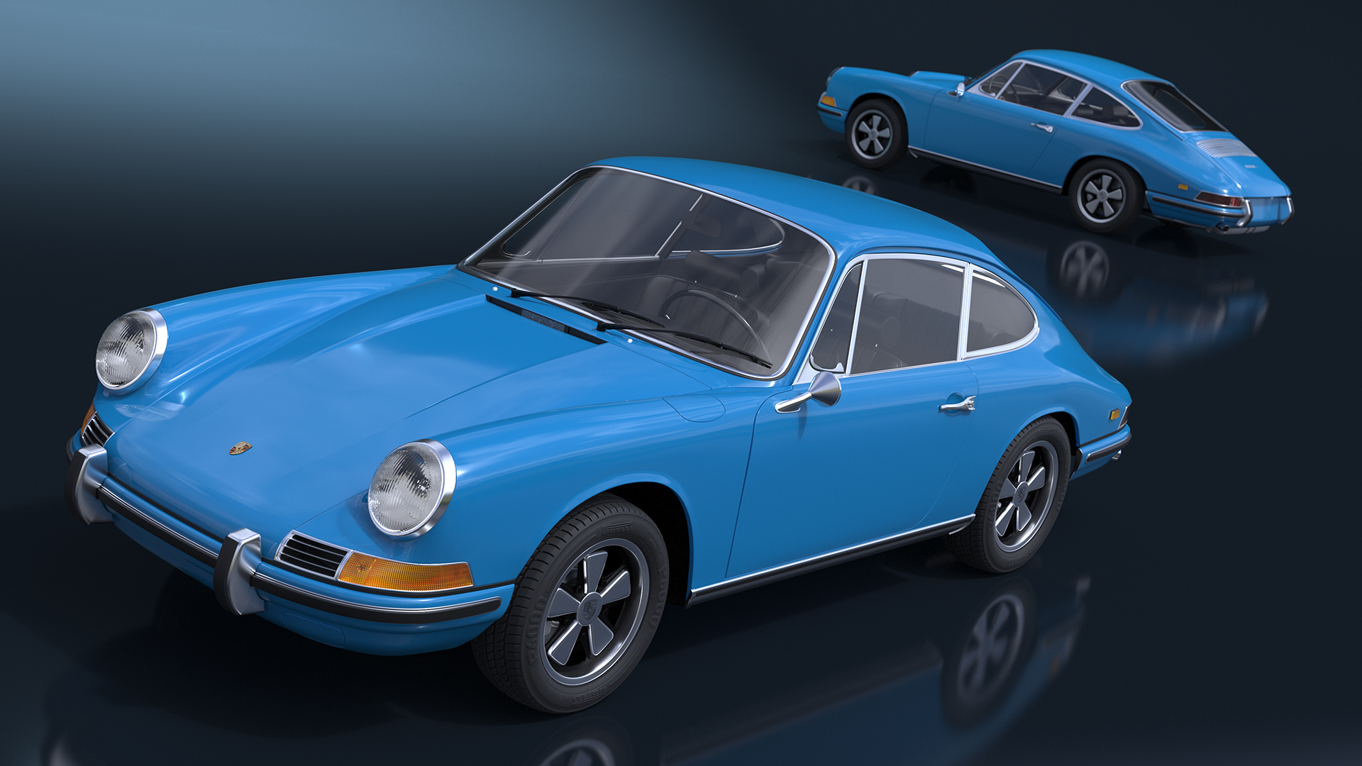 Porsche 911 1968 Blue Simplified 3D