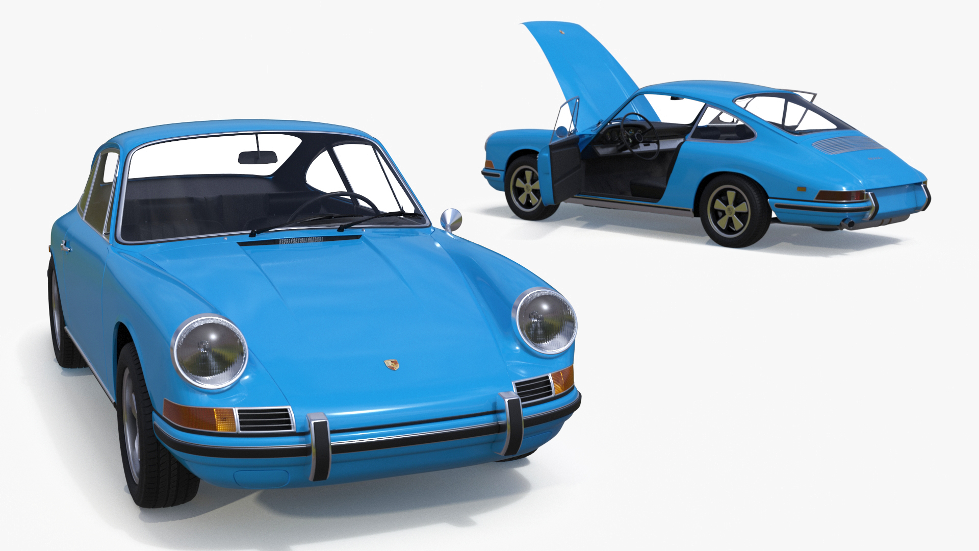 Porsche 911 1968 Blue Simplified 3D