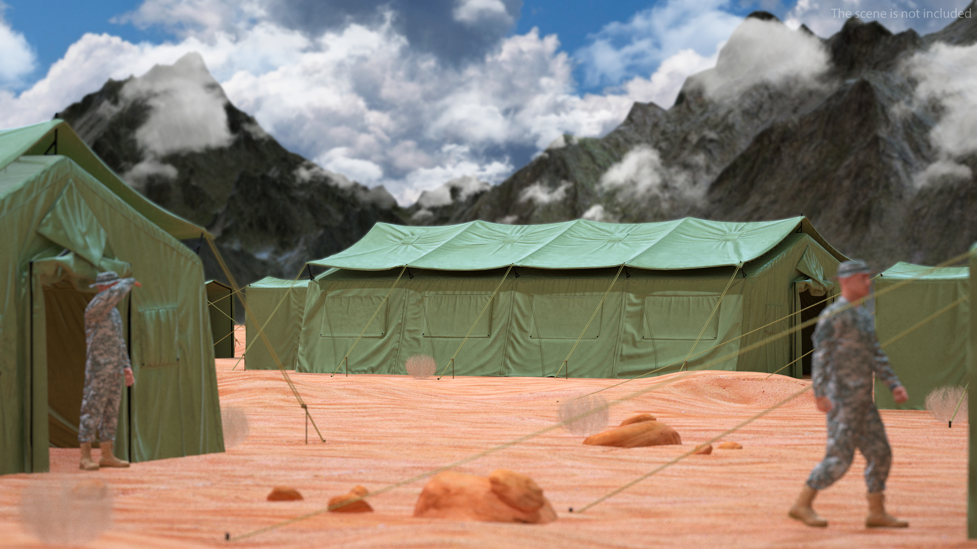 3D Military Temper Tent Green