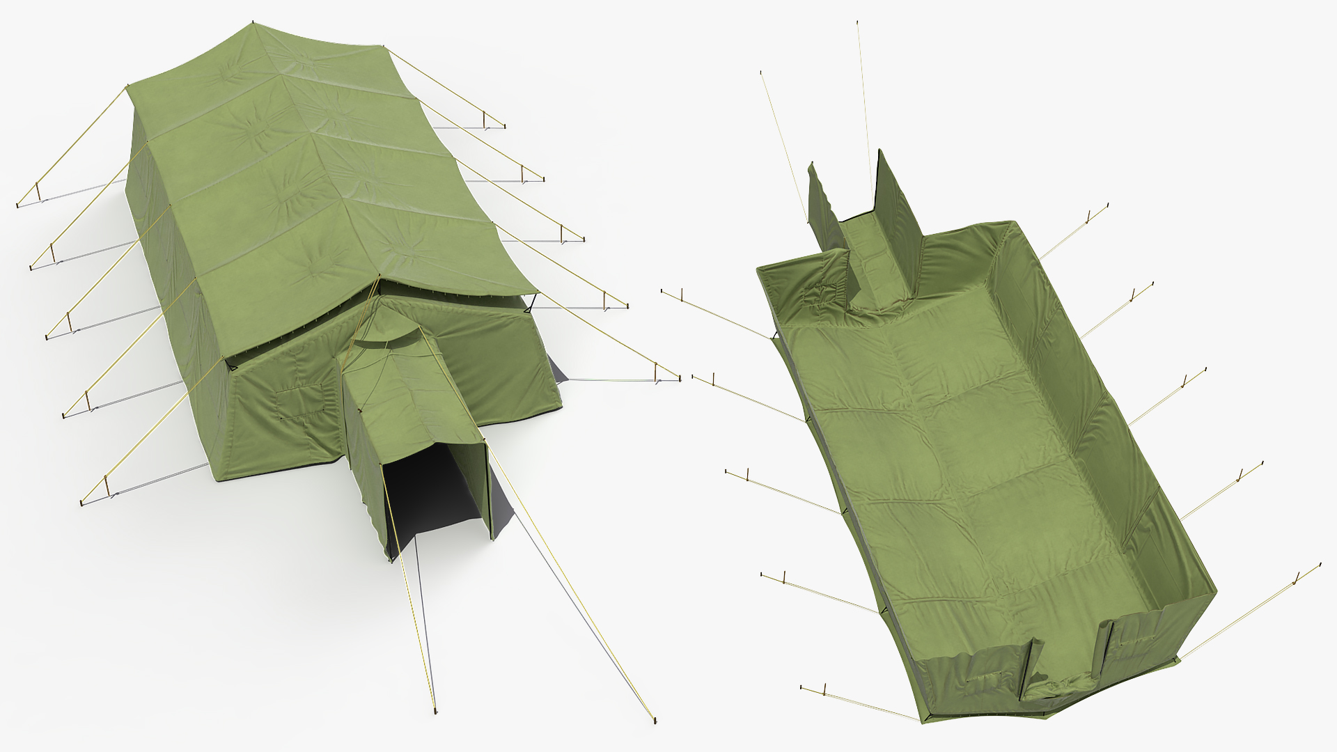 3D Military Temper Tent Green