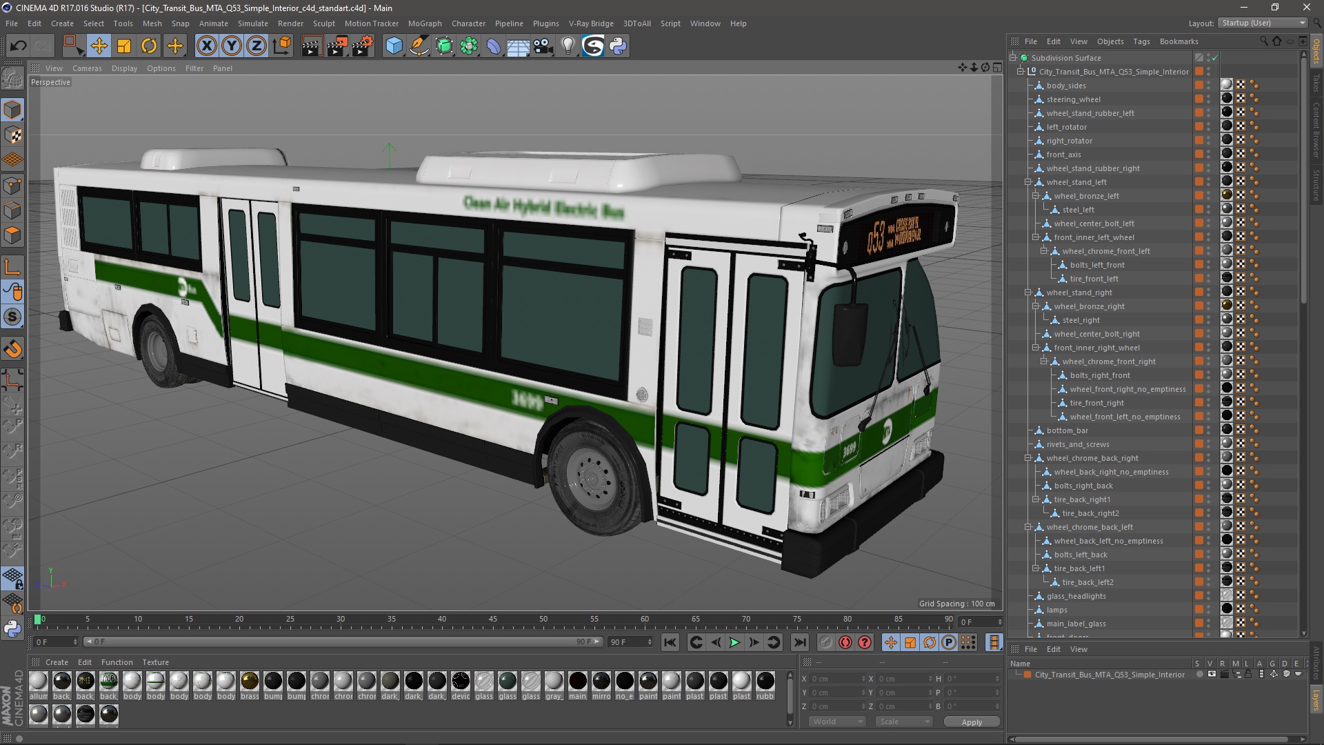 3D model City Transit Bus MTA Q53 Simple Interior