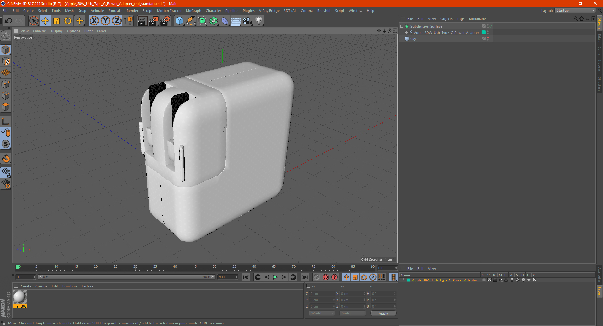Apple 30W Usb Type C Power Adapter 3D model
