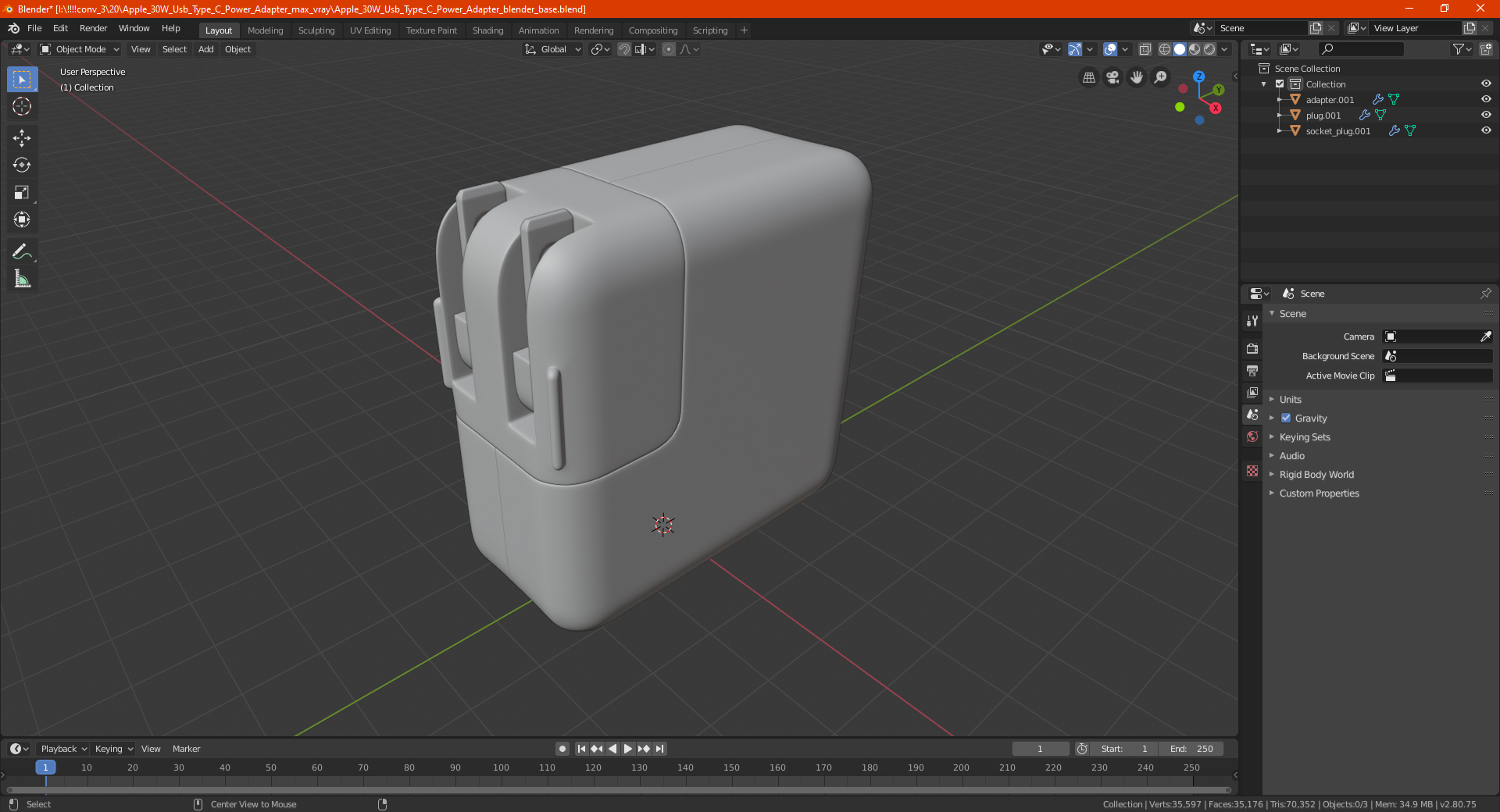 Apple 30W Usb Type C Power Adapter 3D model