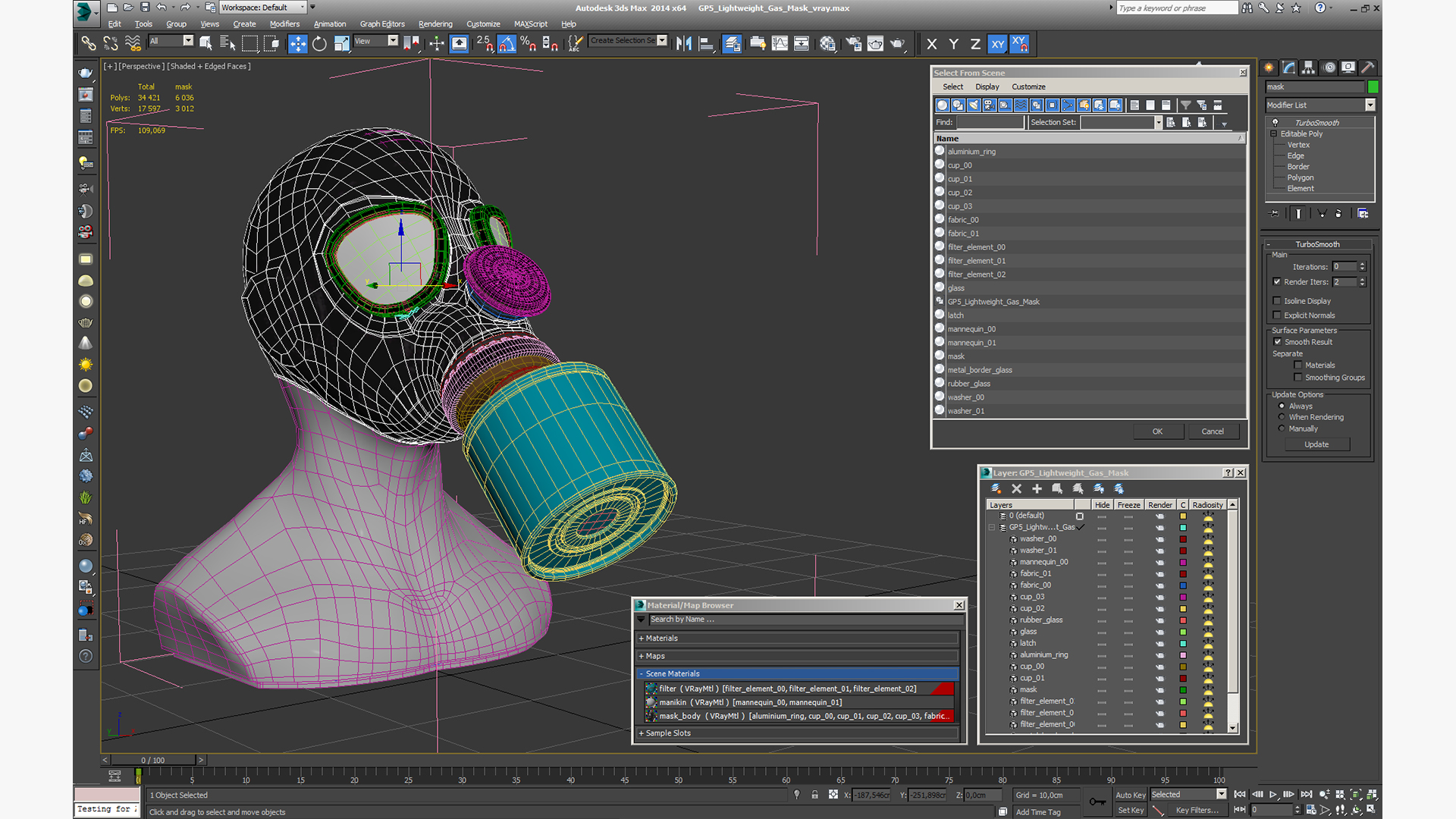GP5 Lightweight Gas Mask 3D model