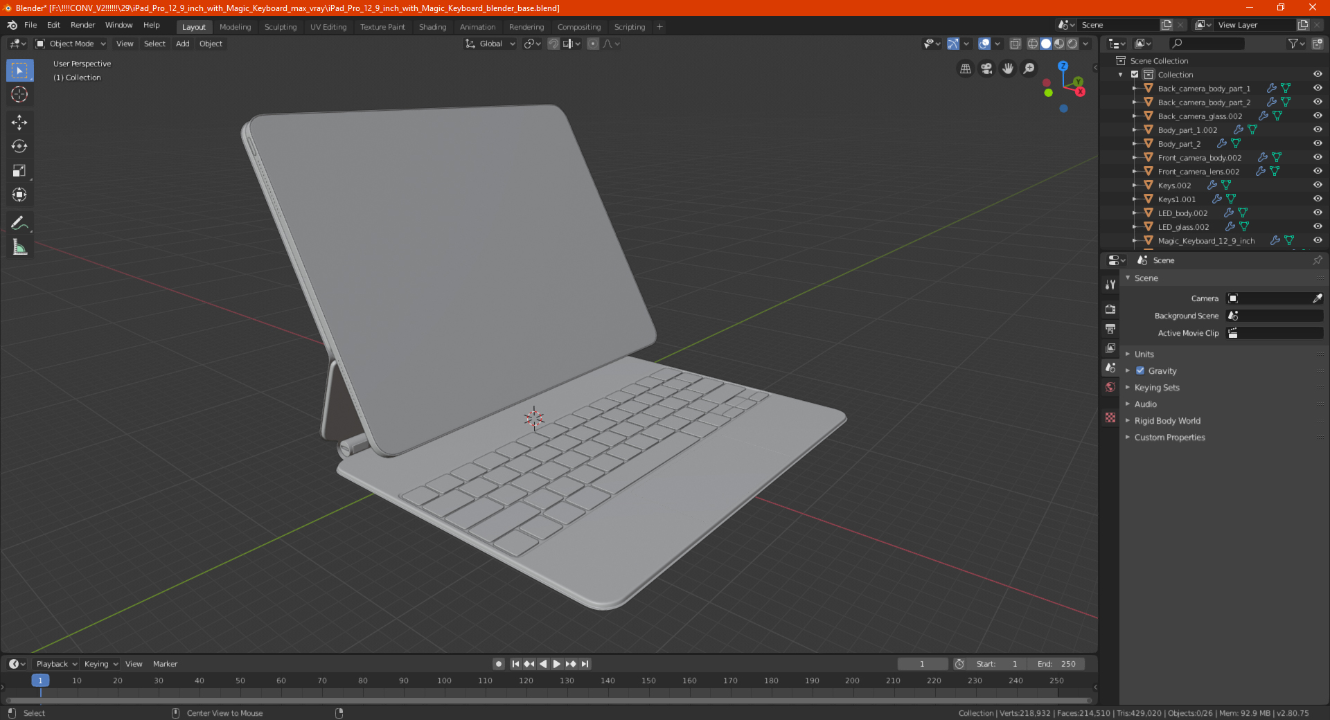 3D iPad Pro 12 9 inch with Magic Keyboard model