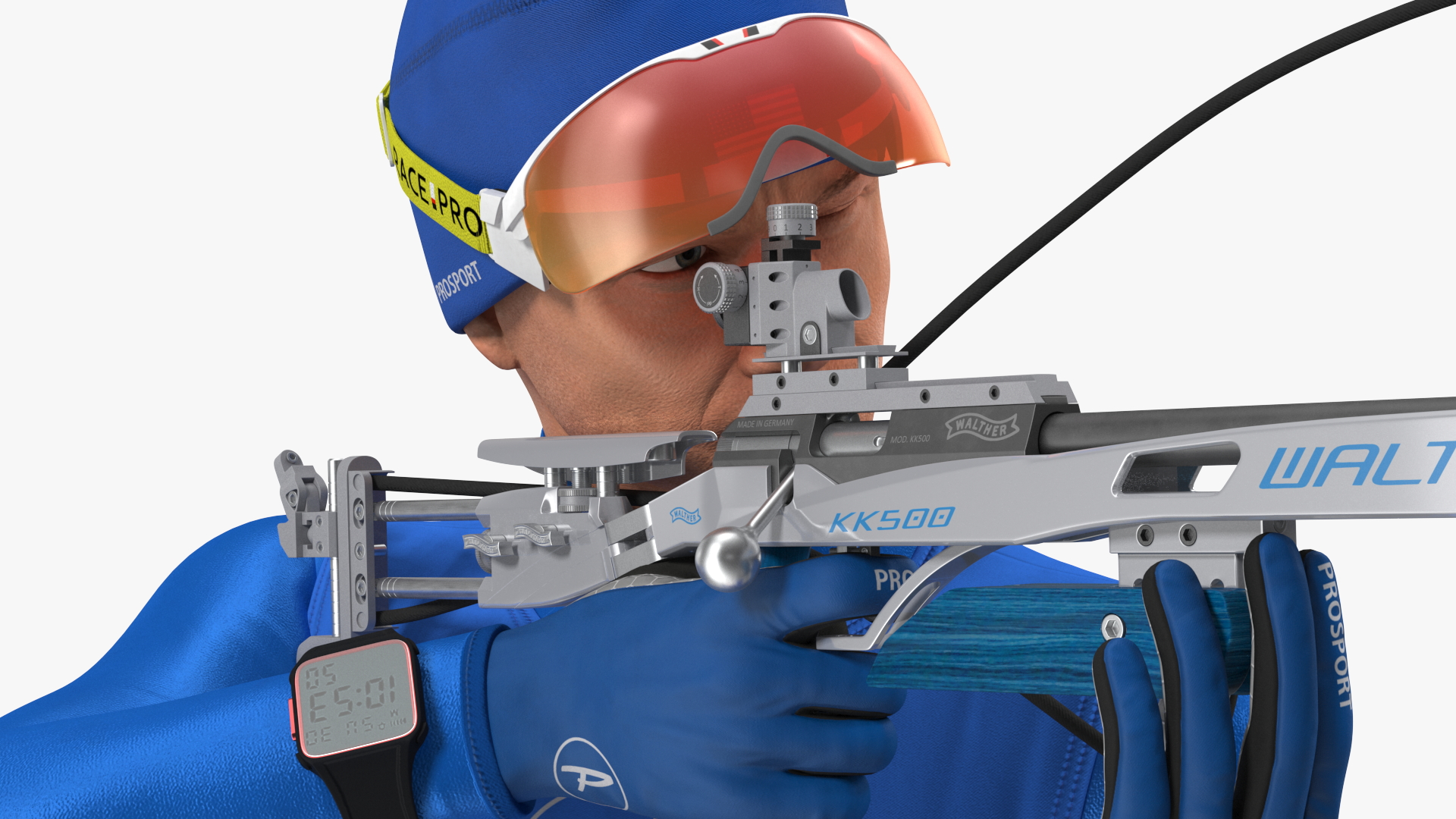 Biathlete Fully Equipped USA Team Standing Pose 3D